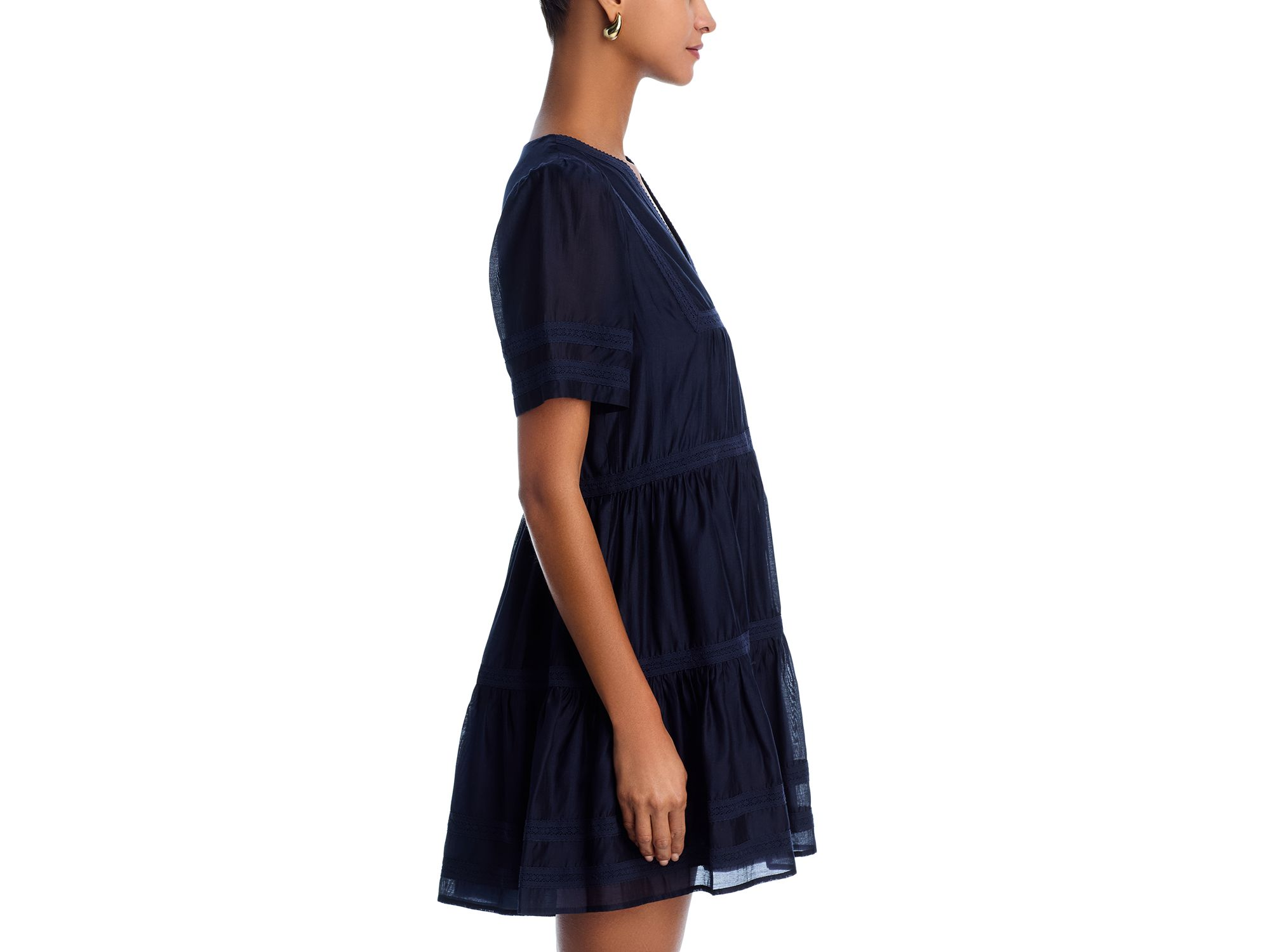 Lace Voile Short Sleeve Dress - Exclusive — Image 4