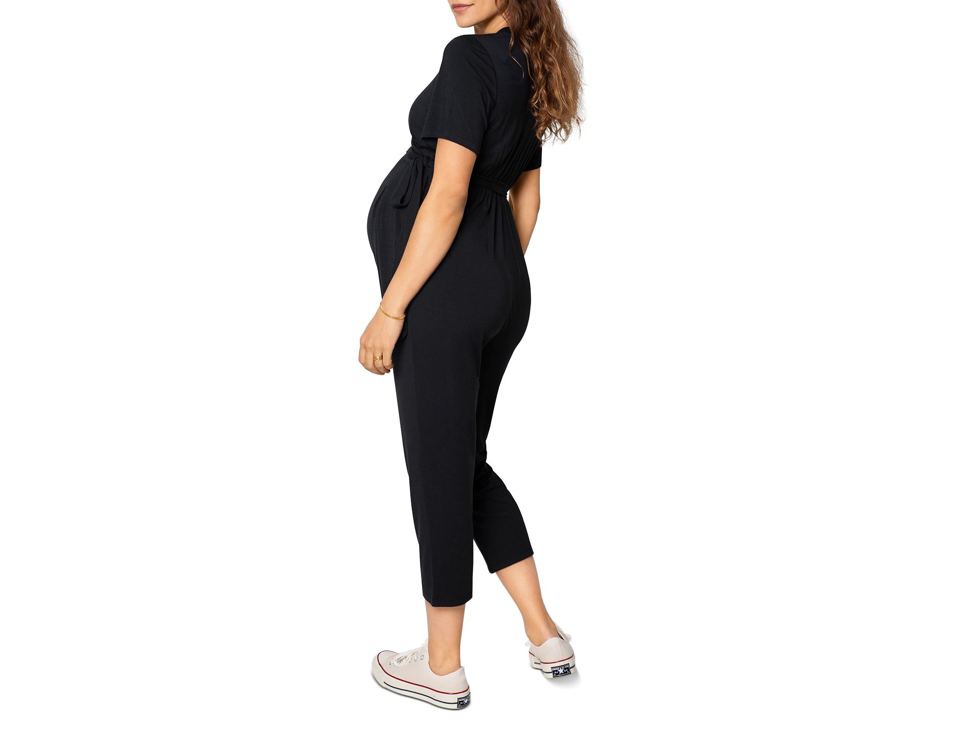 Maternity Short Sleeve Knit Jumpsuit — Image 5