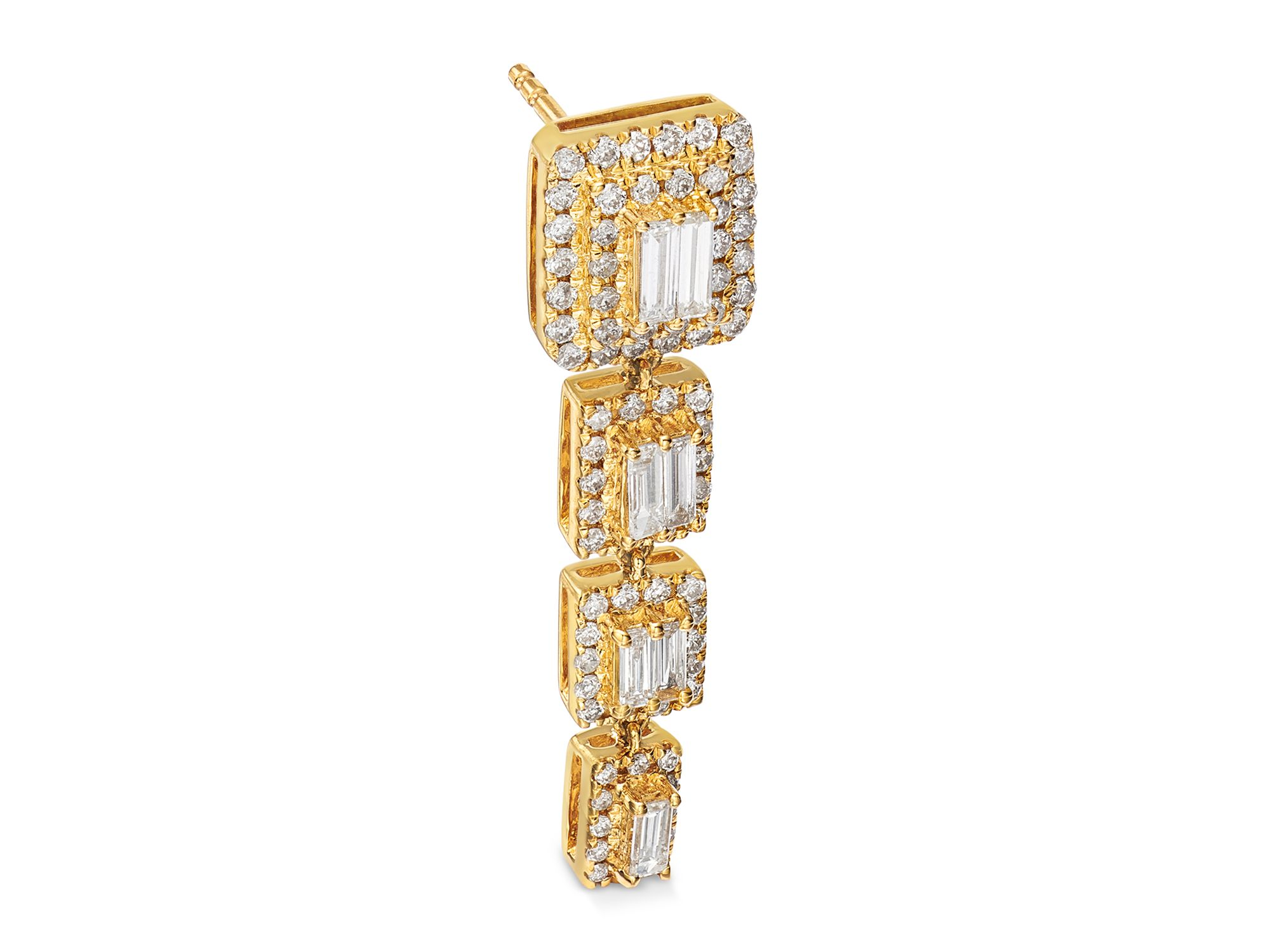 Diamond Drop Earrings in 14K Yellow Gold, 1.0 tcw — Image 3