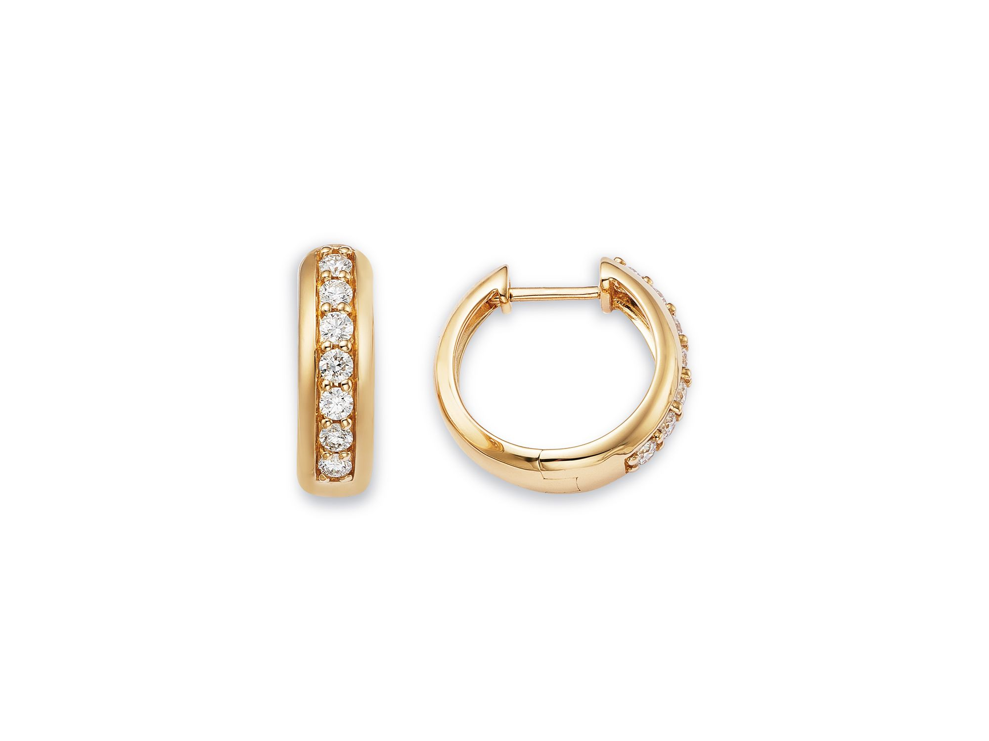 Diamond Huggie Hoop Earrings in 14K Yellow Gold, 0.5 tcw — Image 3