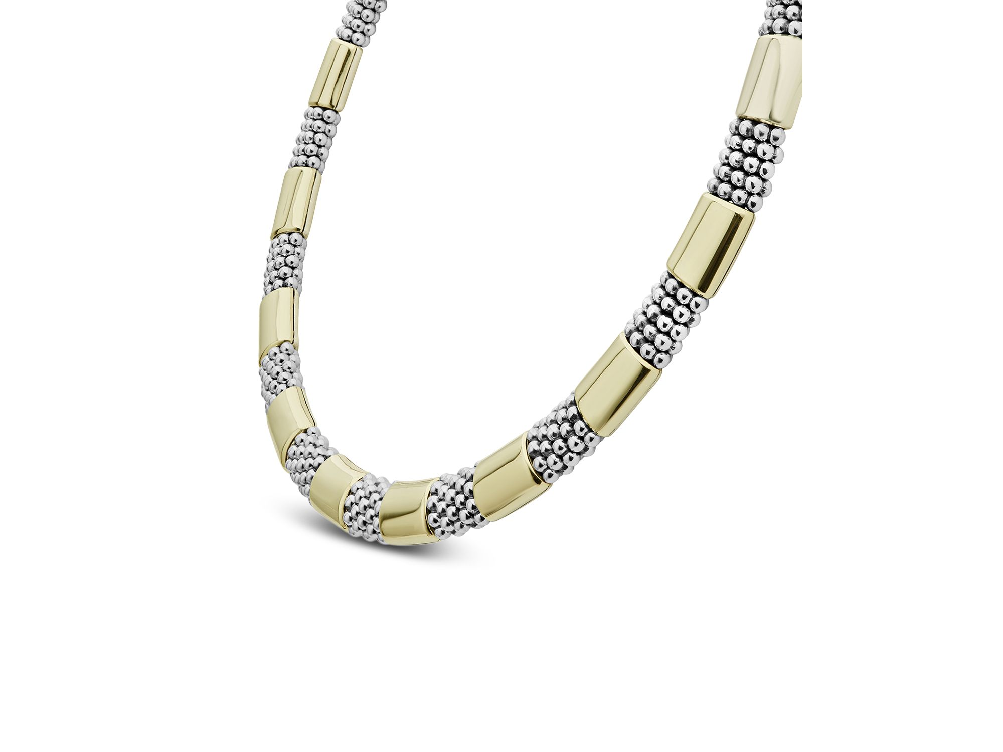 18K Yellow Gold & Sterling Silver High Bar Collar Necklace, 16" — Image 4