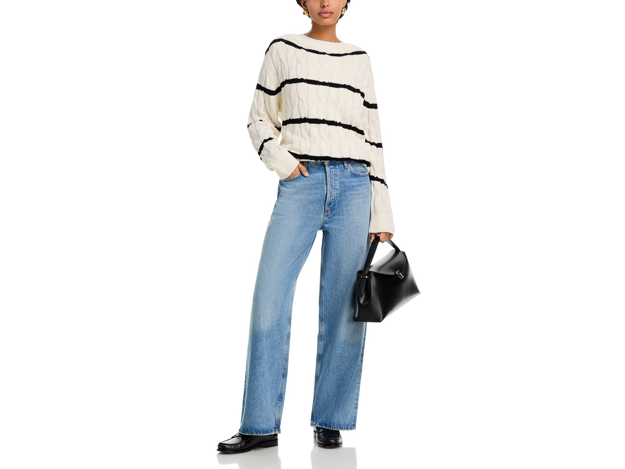 Mozart Chunky Boat Neck Cable Knit Sweater — Image 4