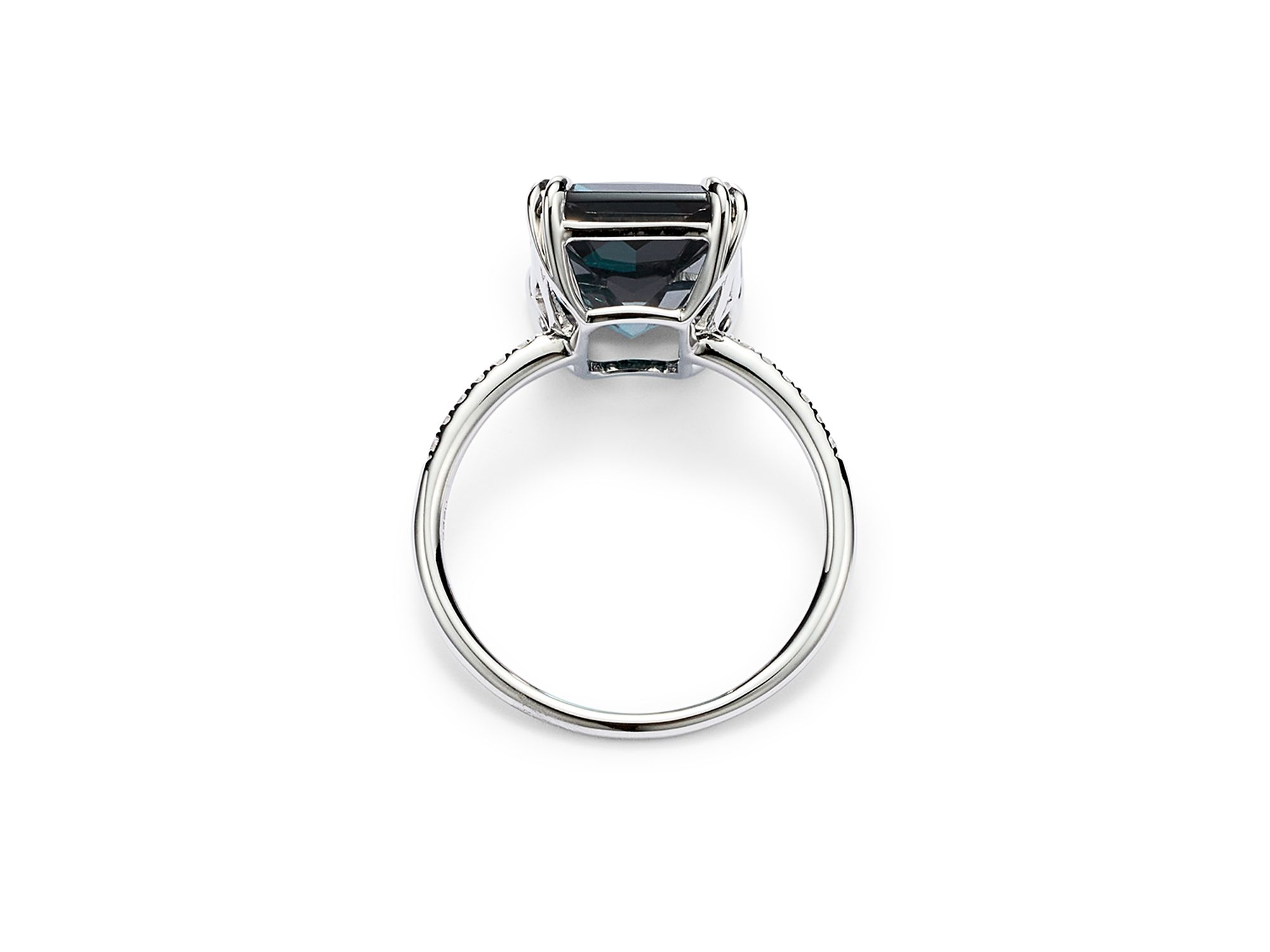 London Blue Topaz & Diamond Statement Ring in 14K White Gold — Image 3