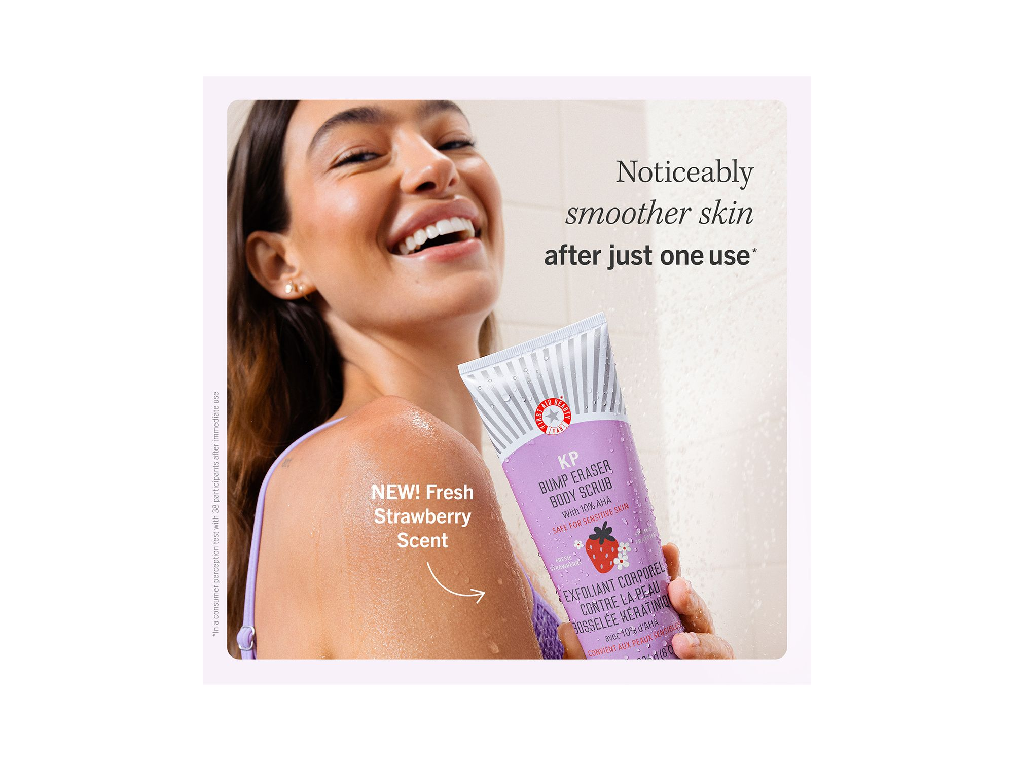 KP Bump Eraser Body Scrub with 10% AHA Body Exfoliant for Keratosis Pilaris - Strawberry — Image 6