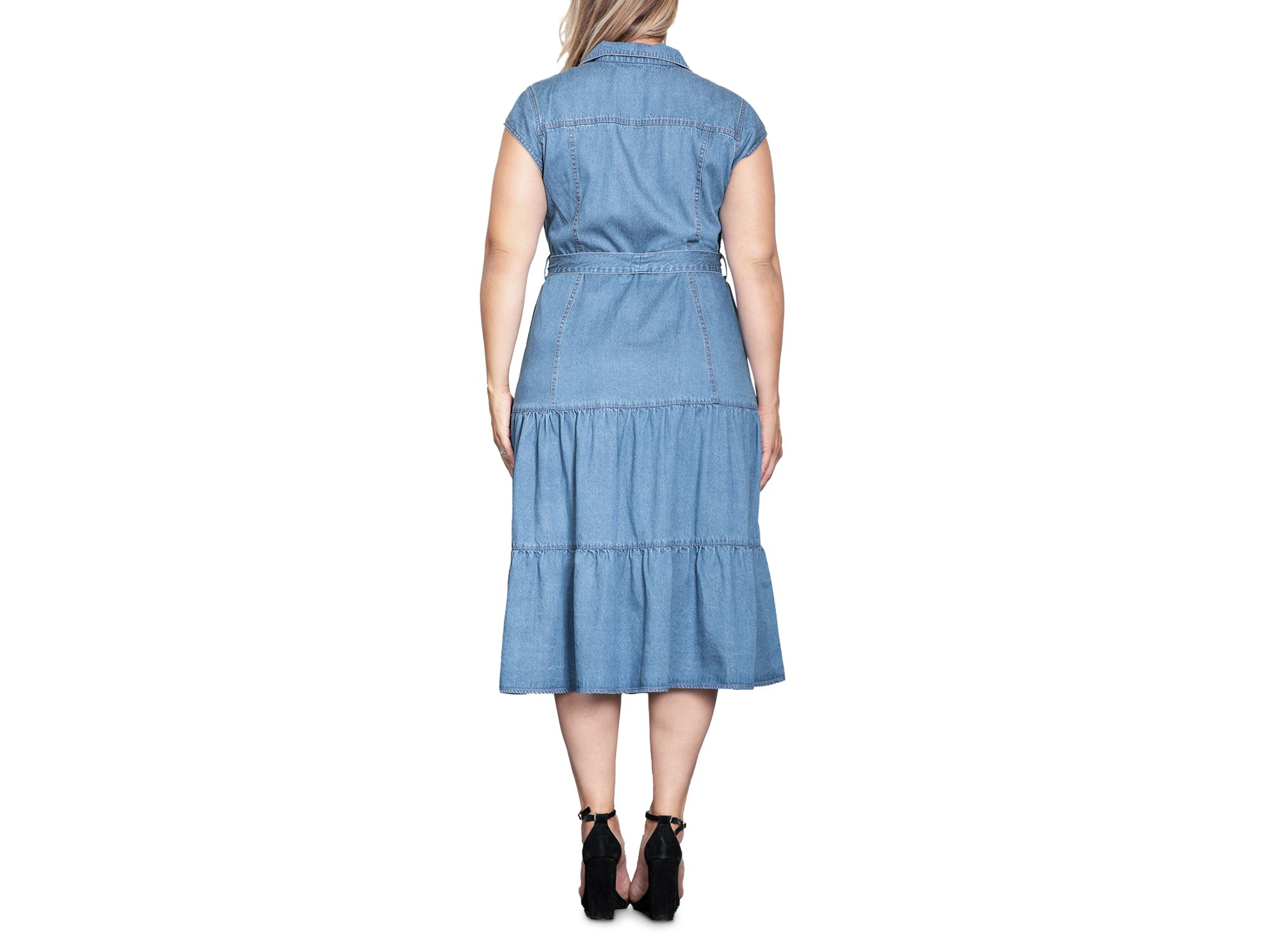 Plus Size Tiered Denim Midi Dress — Image 4