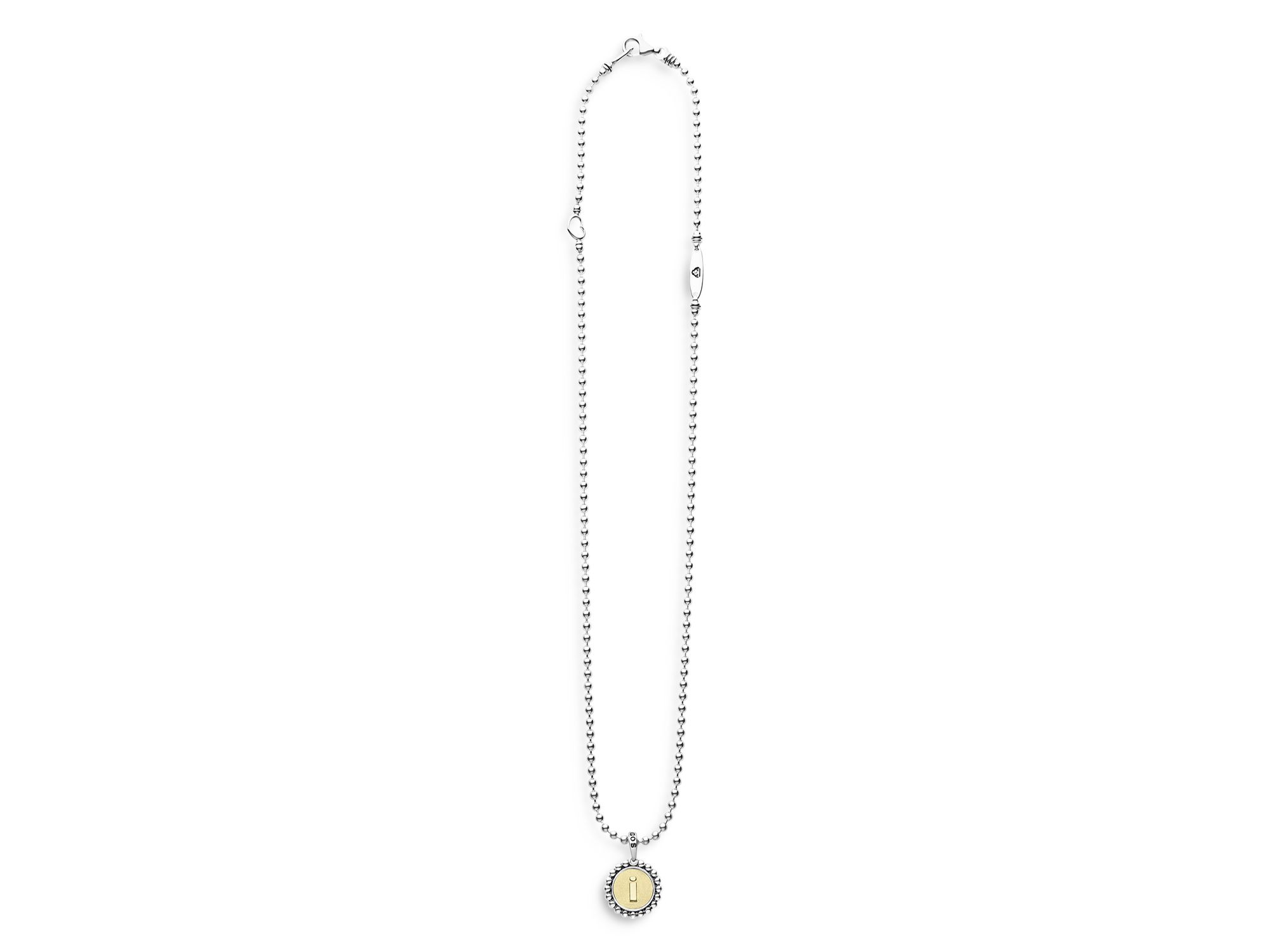 Sterling Silver and 18K Yellow Gold Signature Caviar Initial Pendant Necklace, 16" — Image 3