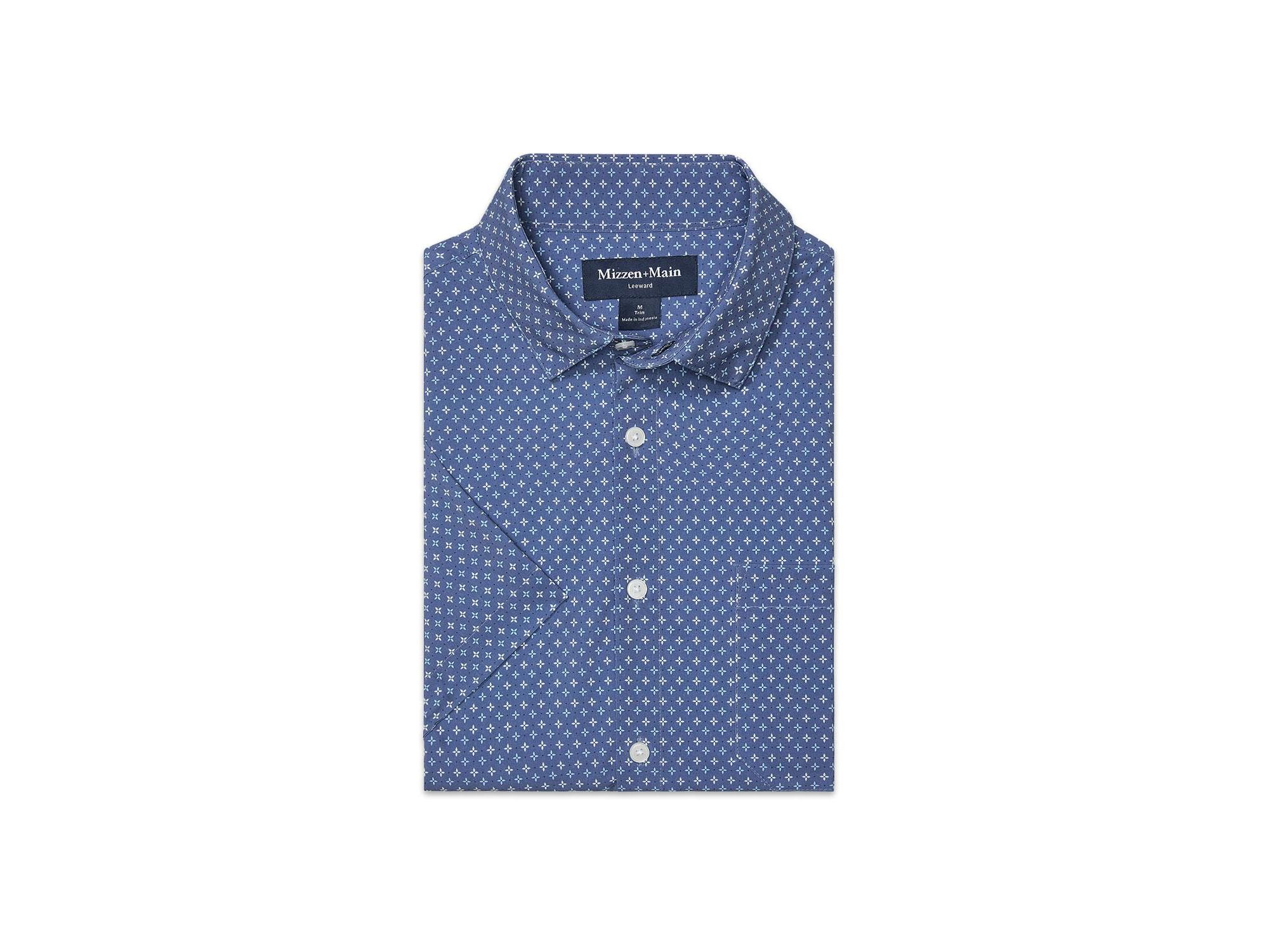 Leeward SS Dress Shirt Coastal Fjord Hatch Mark — Image 3
