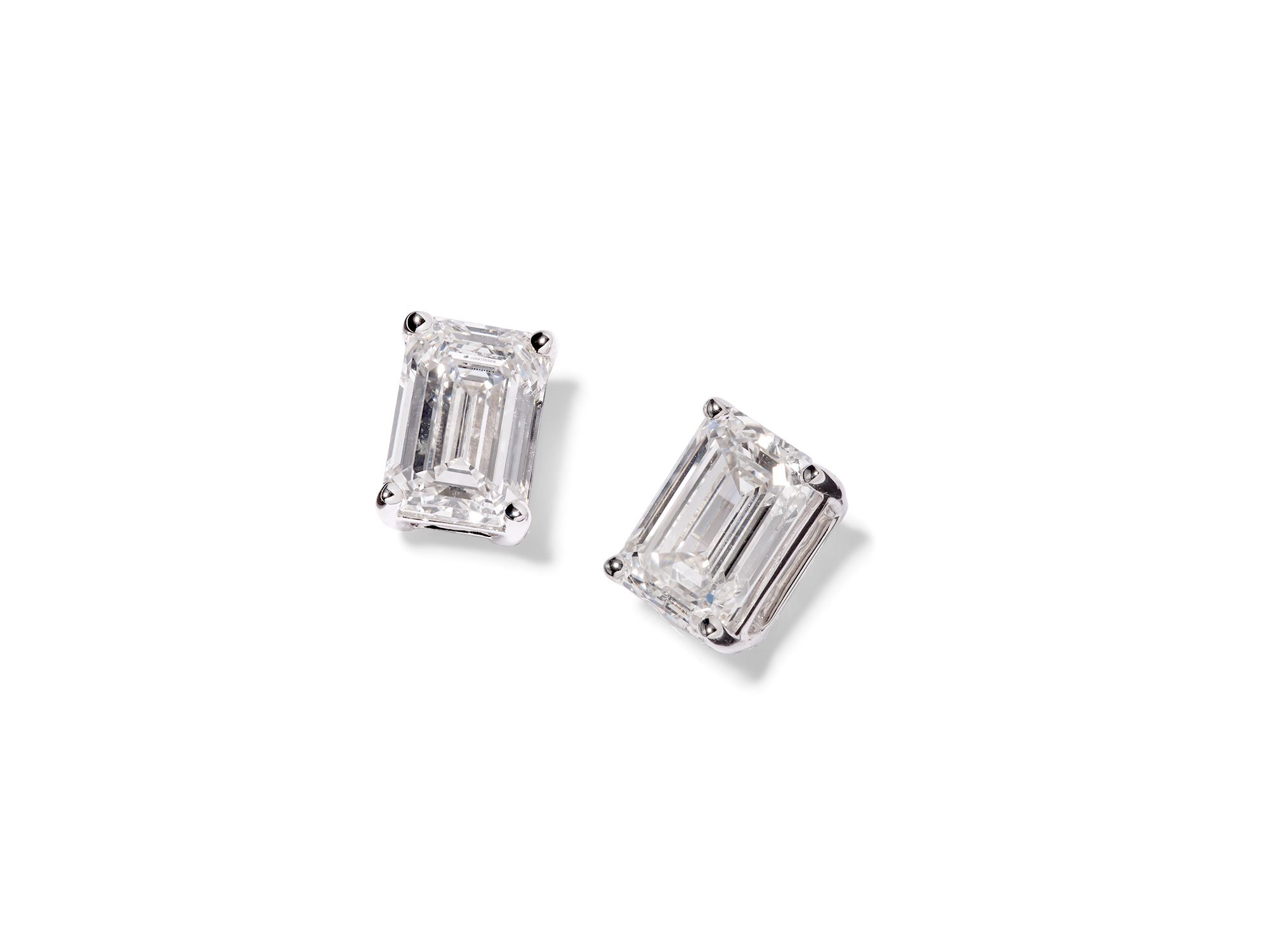 Certified Lab Grown Emerald-Cut Diamond Stud Earrings in 18K White Gold, 2.0 tcw — Image 3