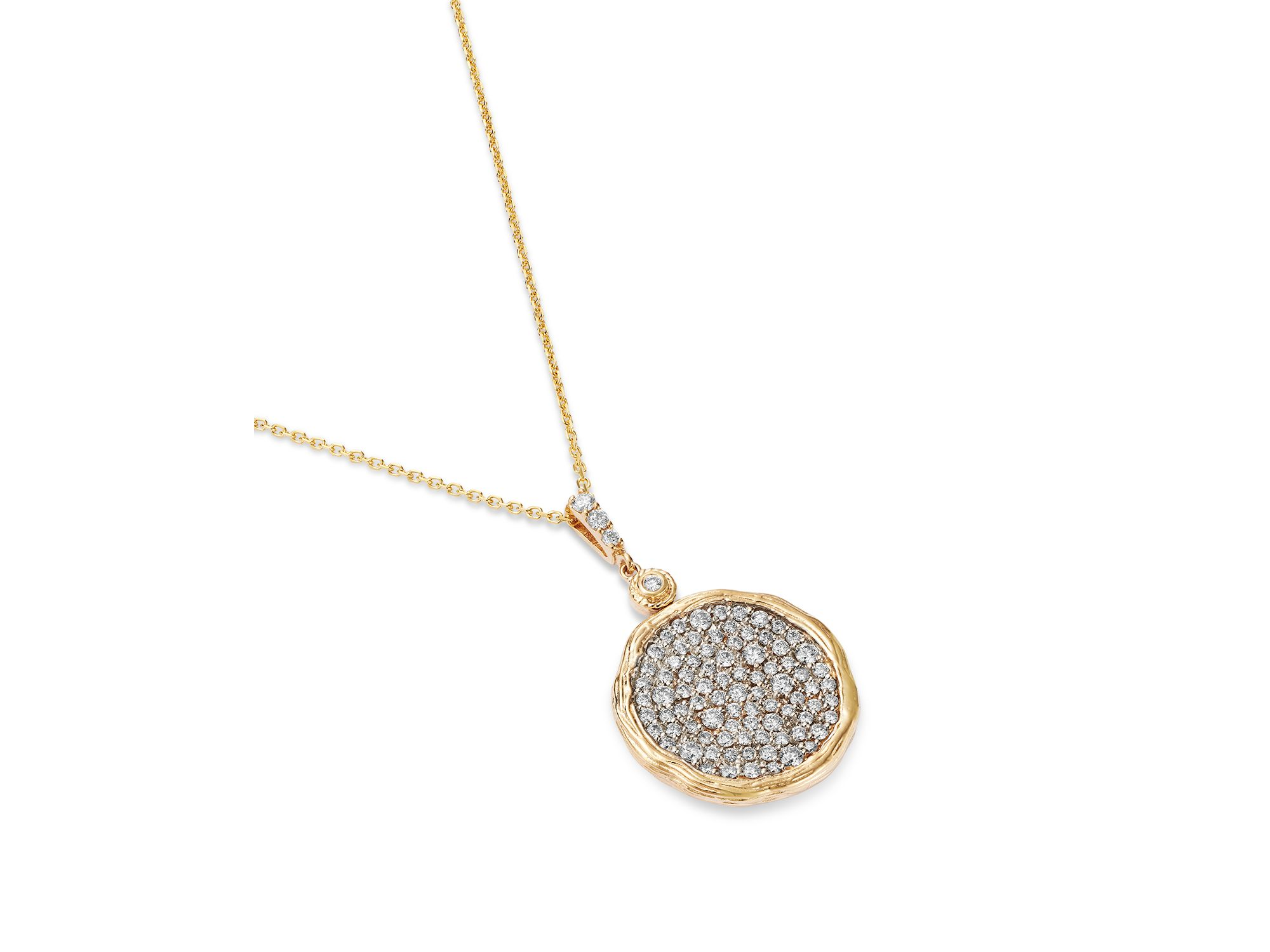 Diamond Disc Pendant Necklace in 14K Yellow Gold, 1.3 tcw — Image 3