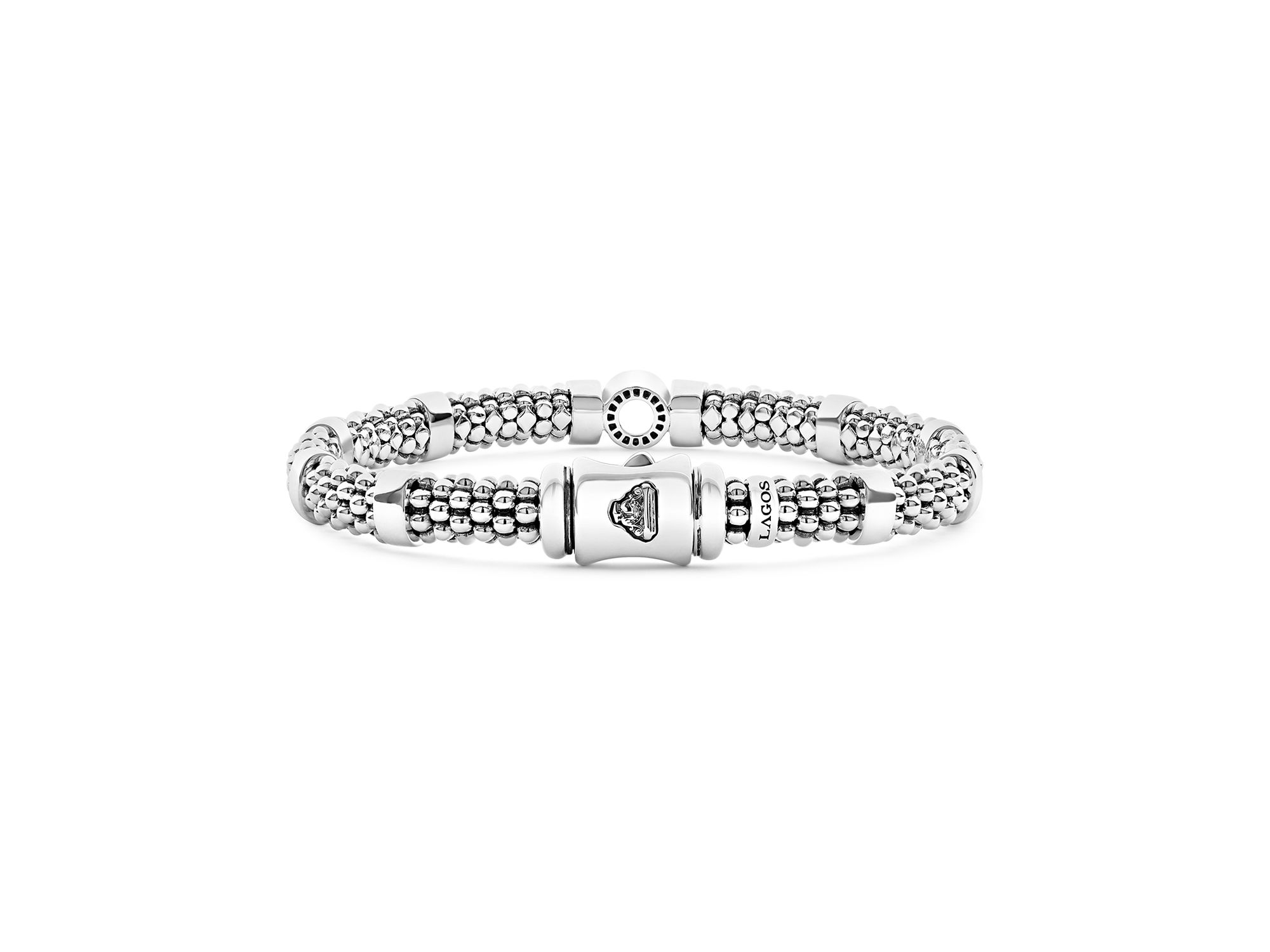 Sterling Caviar Spark Diamond Small Circle Bead & Polished Link Bracelets — Image 5
