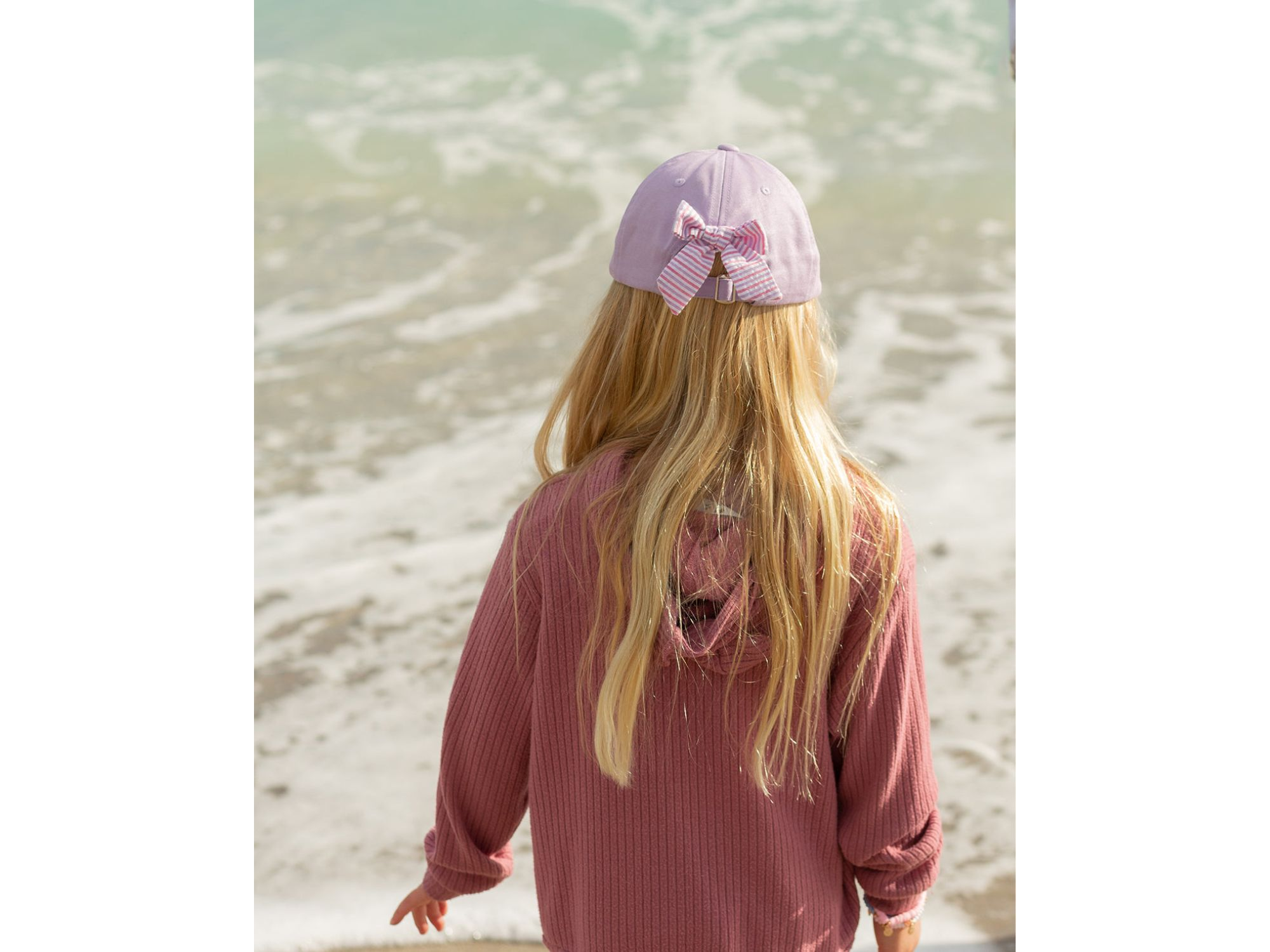Girls' Rainbow Unicorn Bow Baseball Hat in Lavender - Little Kid — Image 4