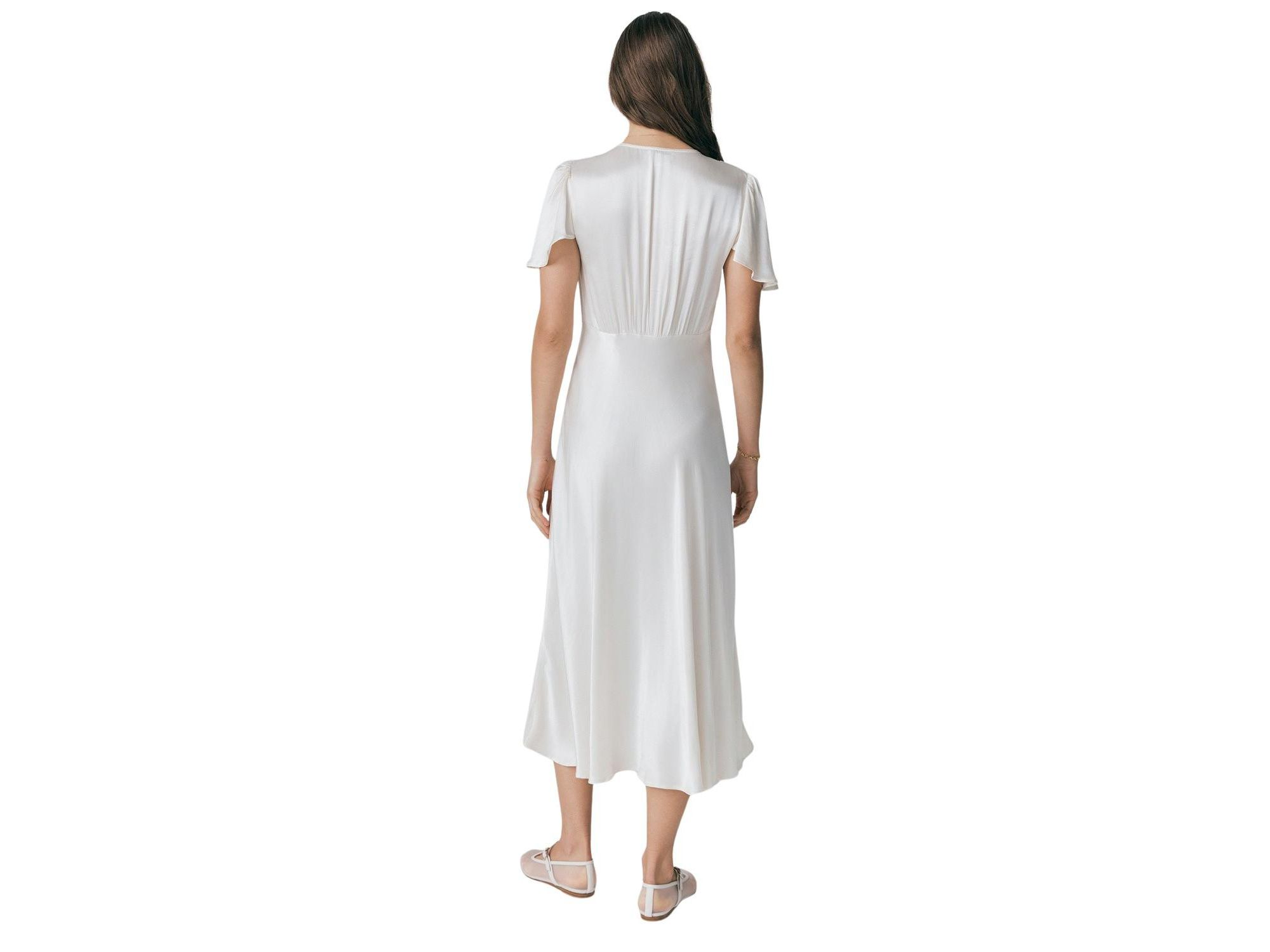 Grace Satin Button V-Neck Dress — Image 3