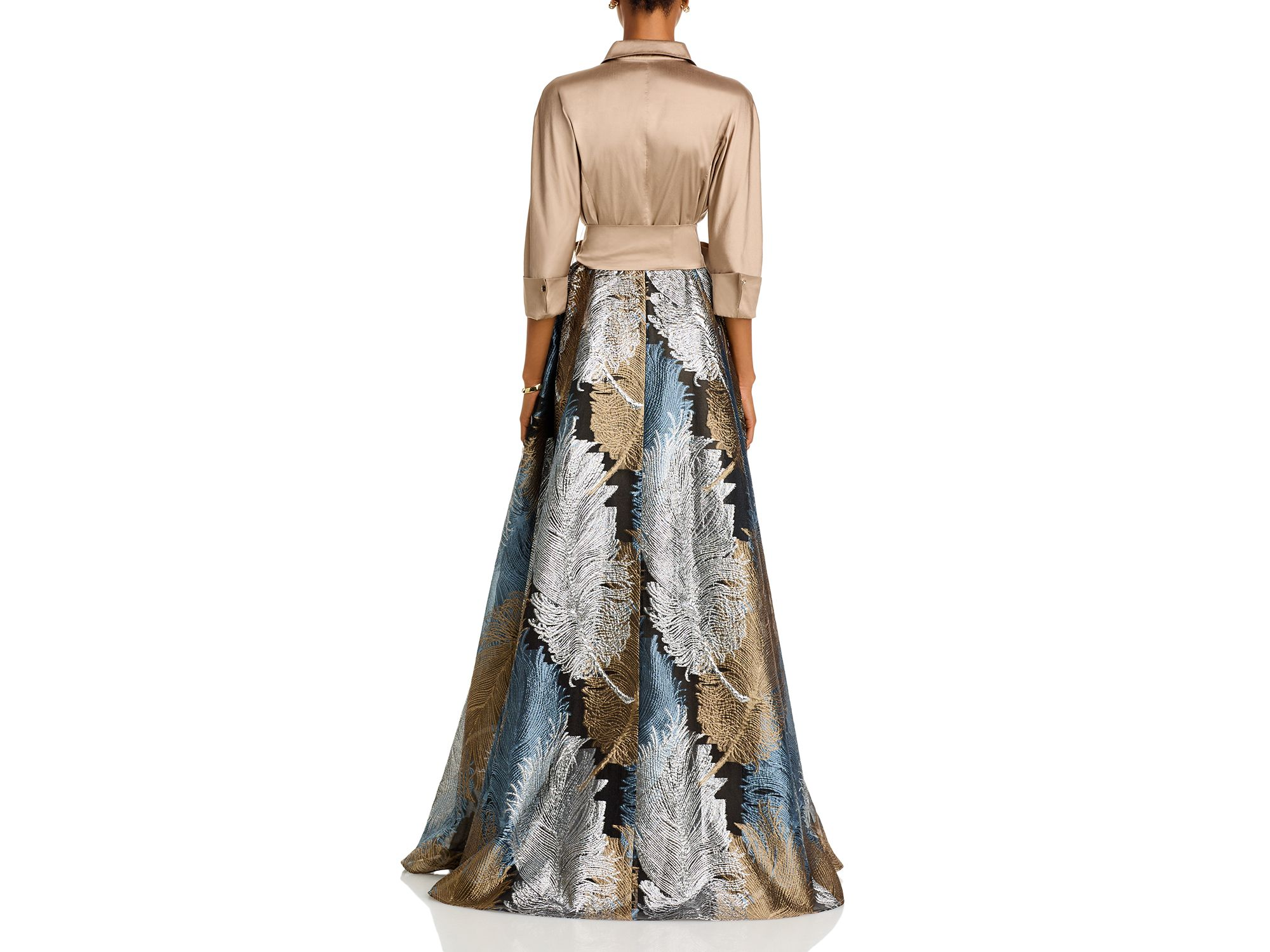 Metallic Jacquard Shirt Dress Gown — Image 5