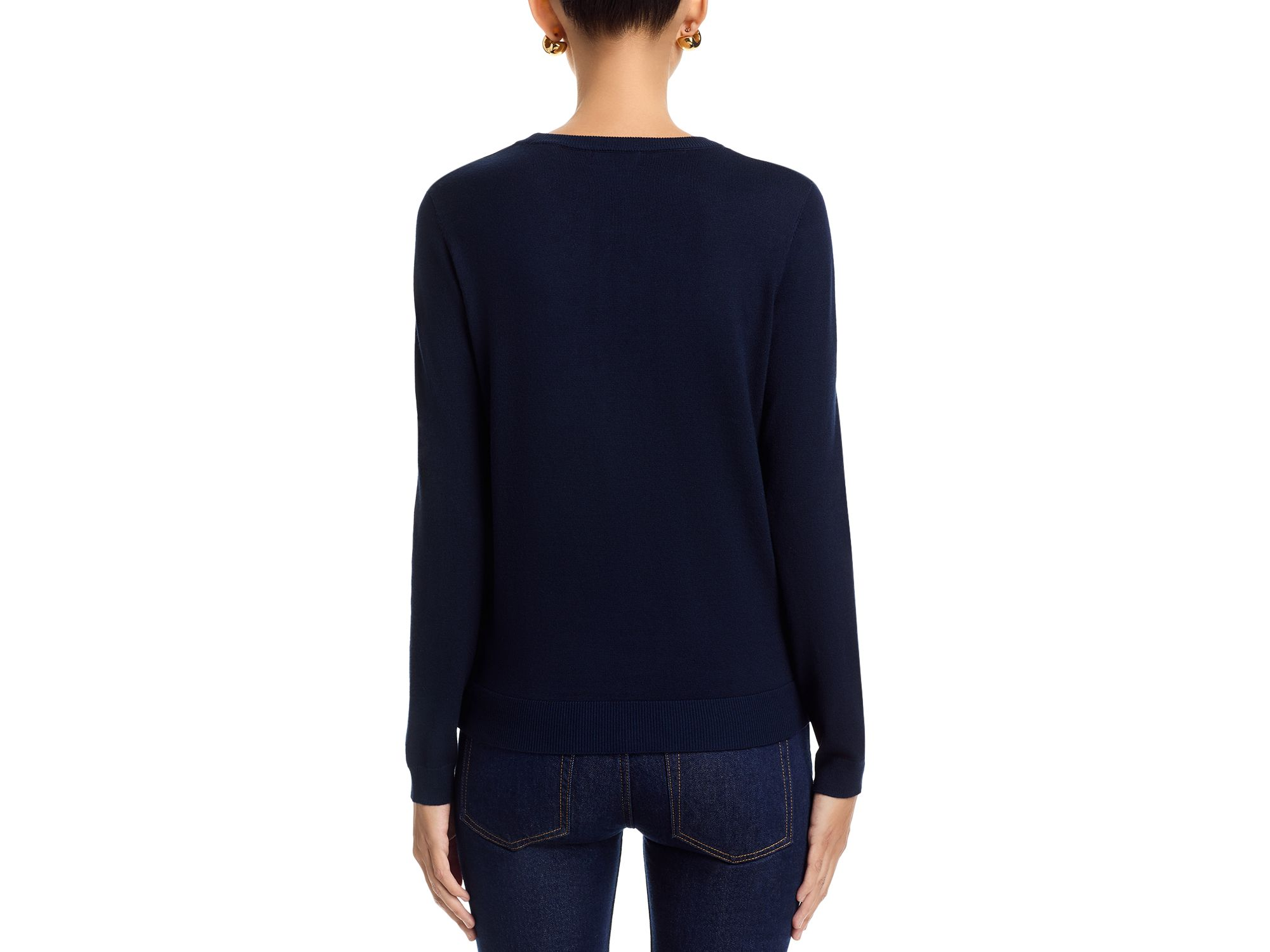 Long Sleeved Color Blocked Jersey Crewneck Pullover Sweater — Image 3