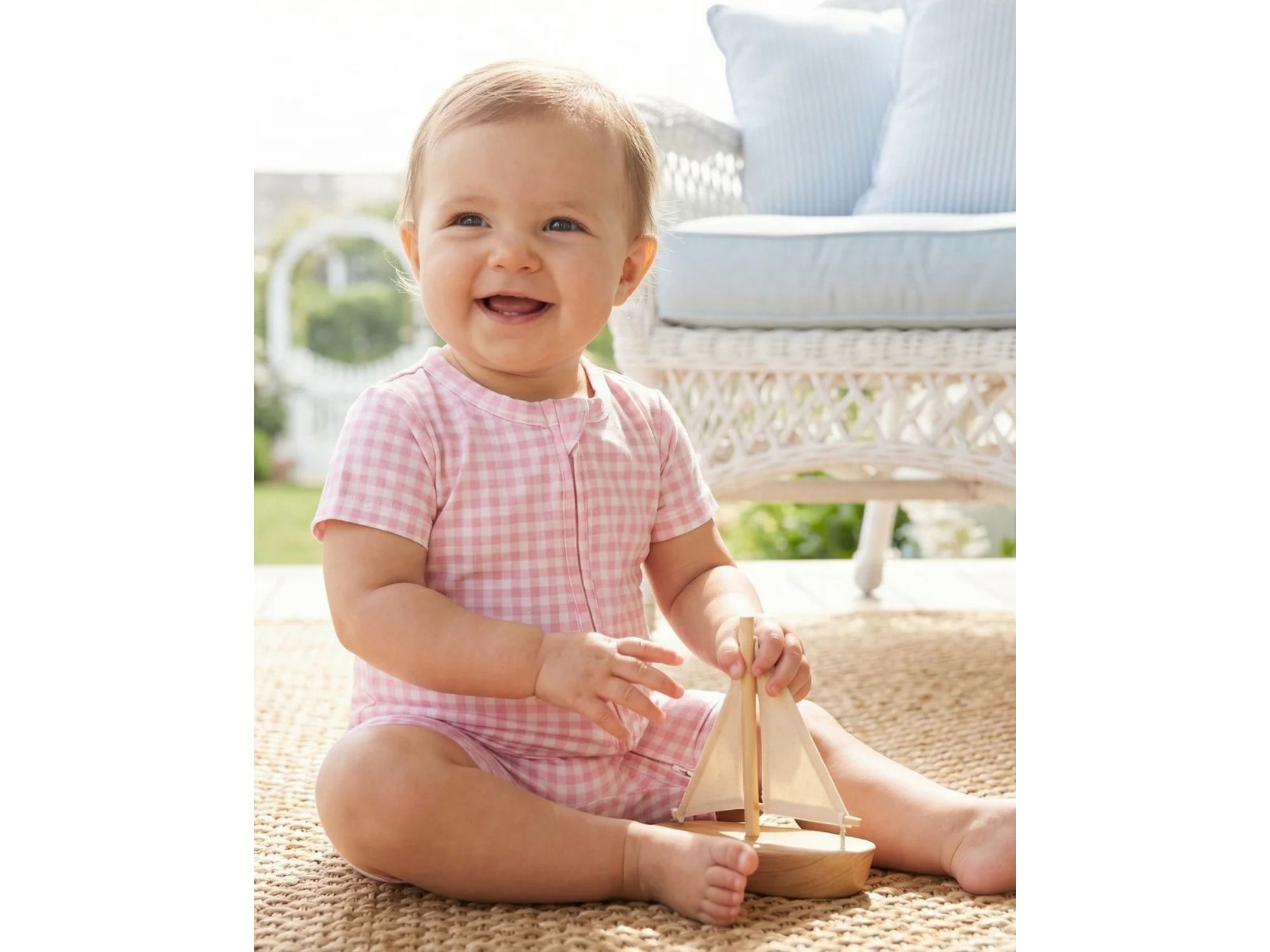 Girls' Sugar Gingham Bamboo Sleeper - Baby — Image 3