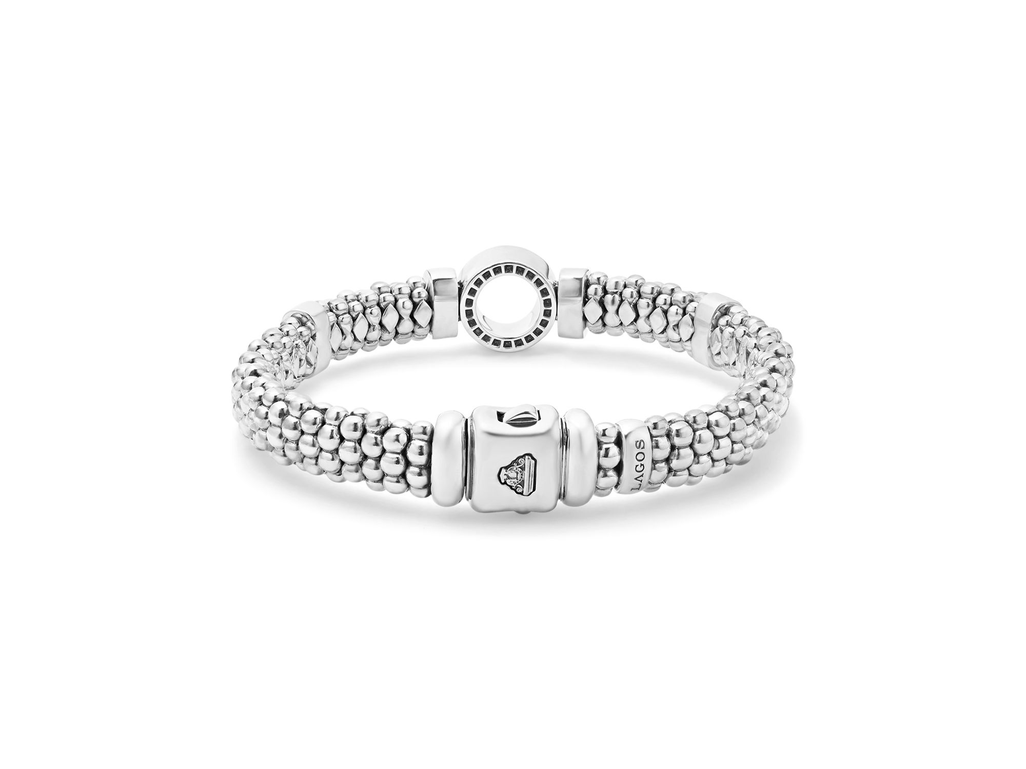 Sterling Caviar Spark Diamond Circle Bead Link Bracelet — Image 5