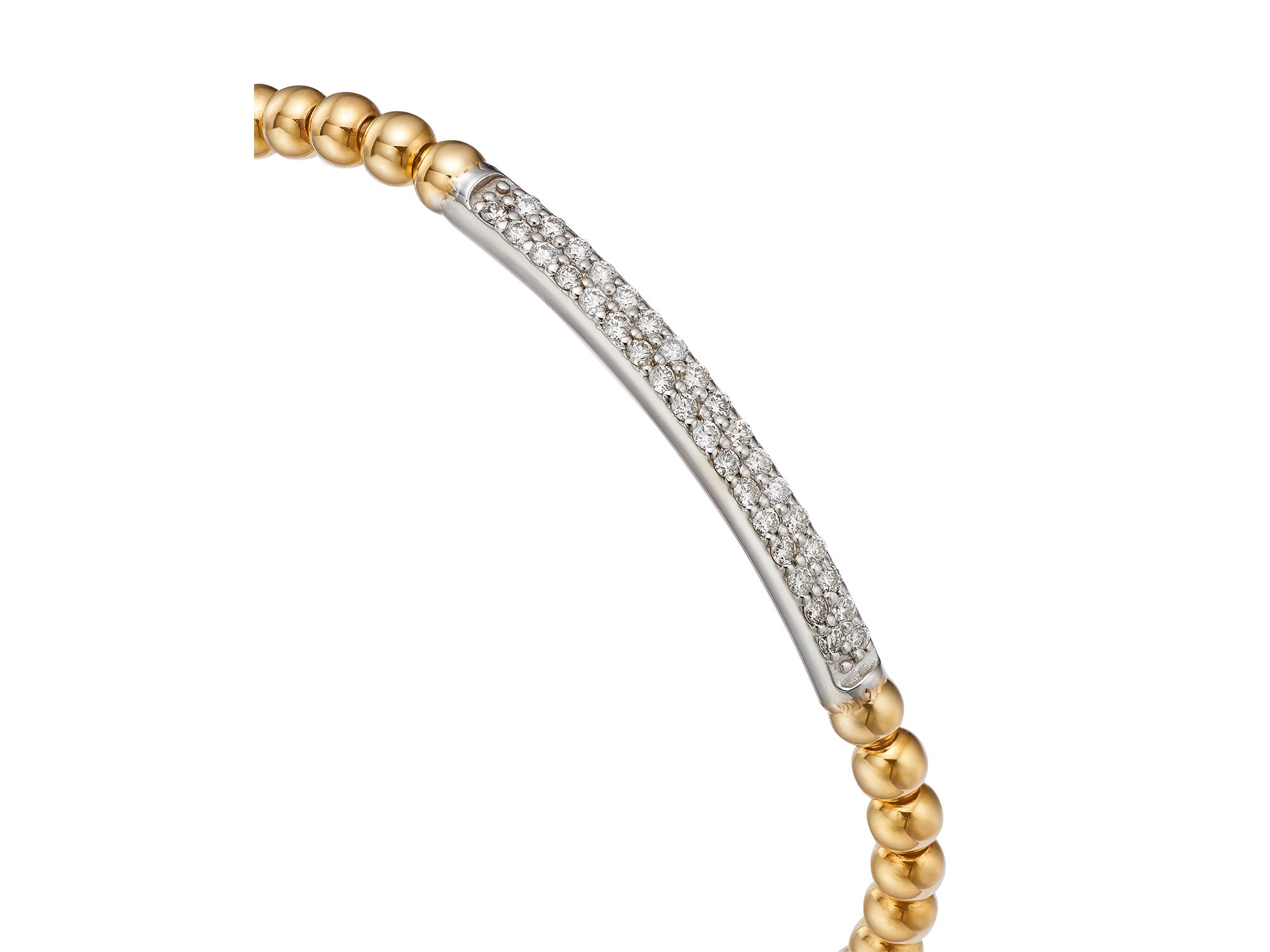 Diamond Stretch Beaded Bracelet in 14K Yellow Gold, 0.5 tcw — Image 3