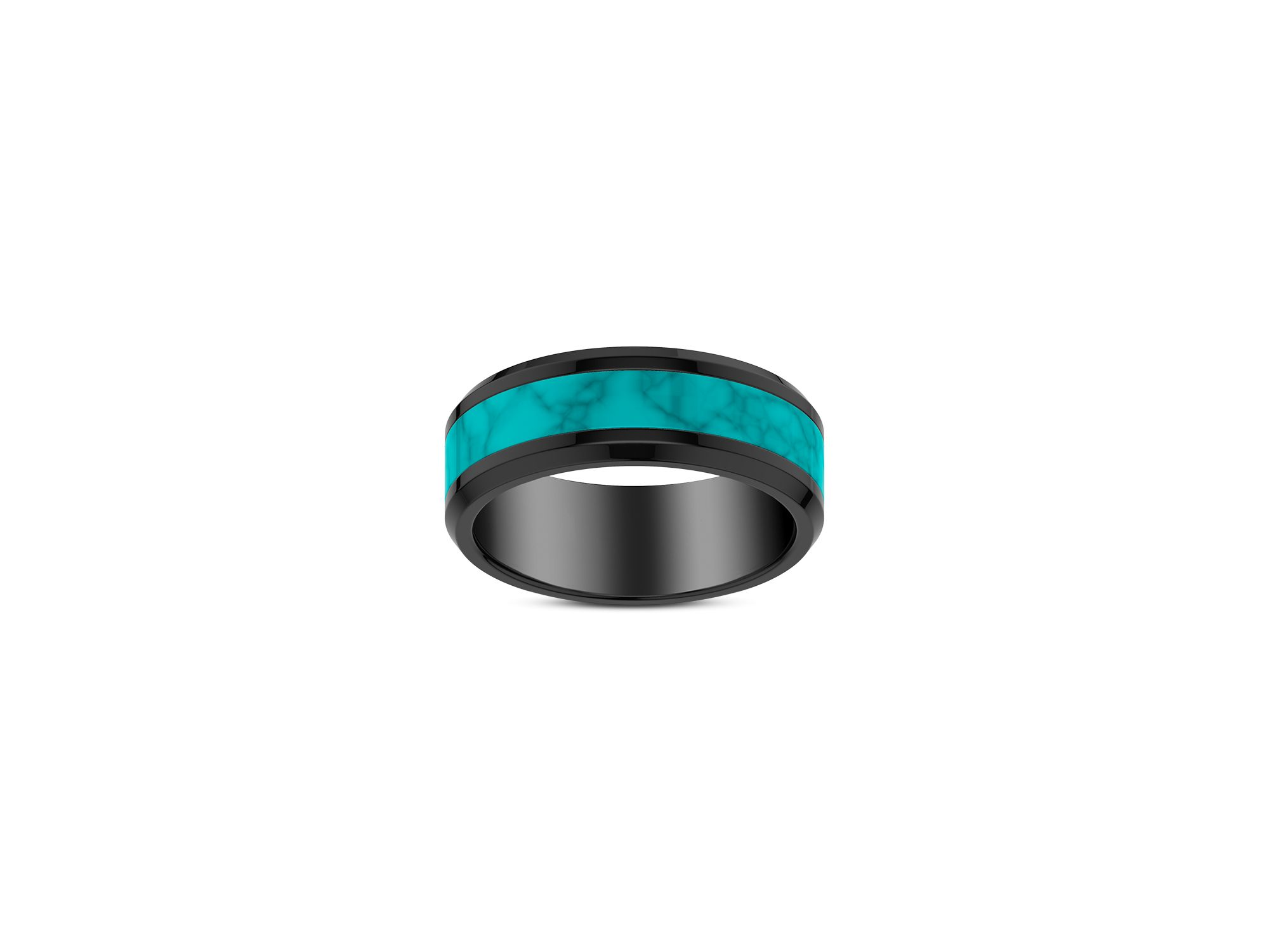 Men's Turquoise Inlay Ring in Black Tungsten — Image 3