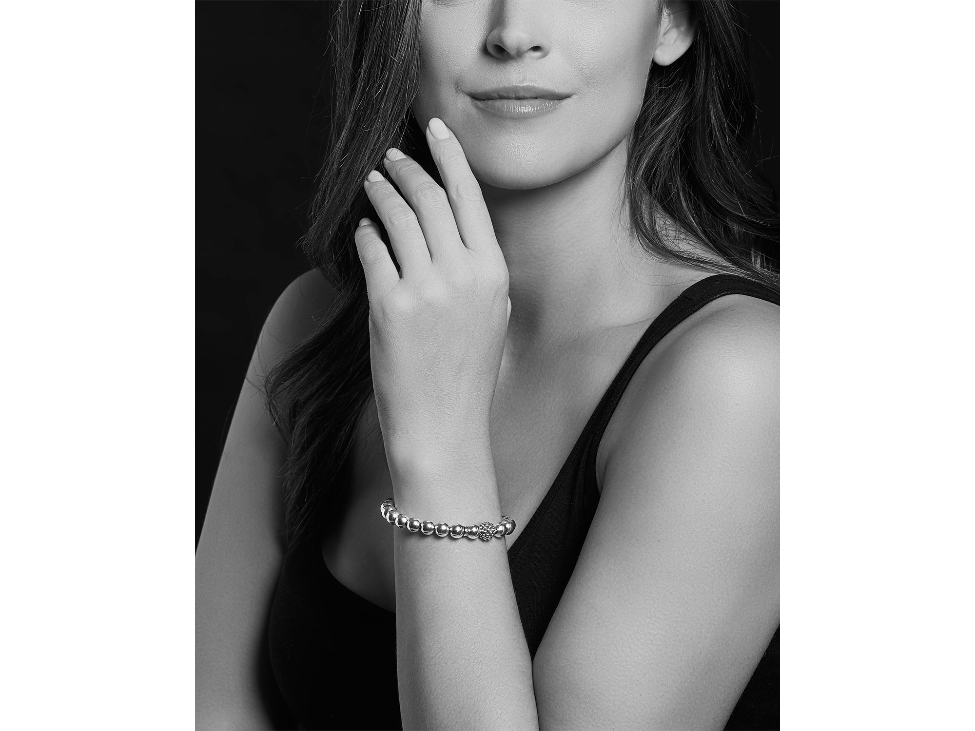 Sterling Signature Caviar Lattice Ball Bracelet — Image 3