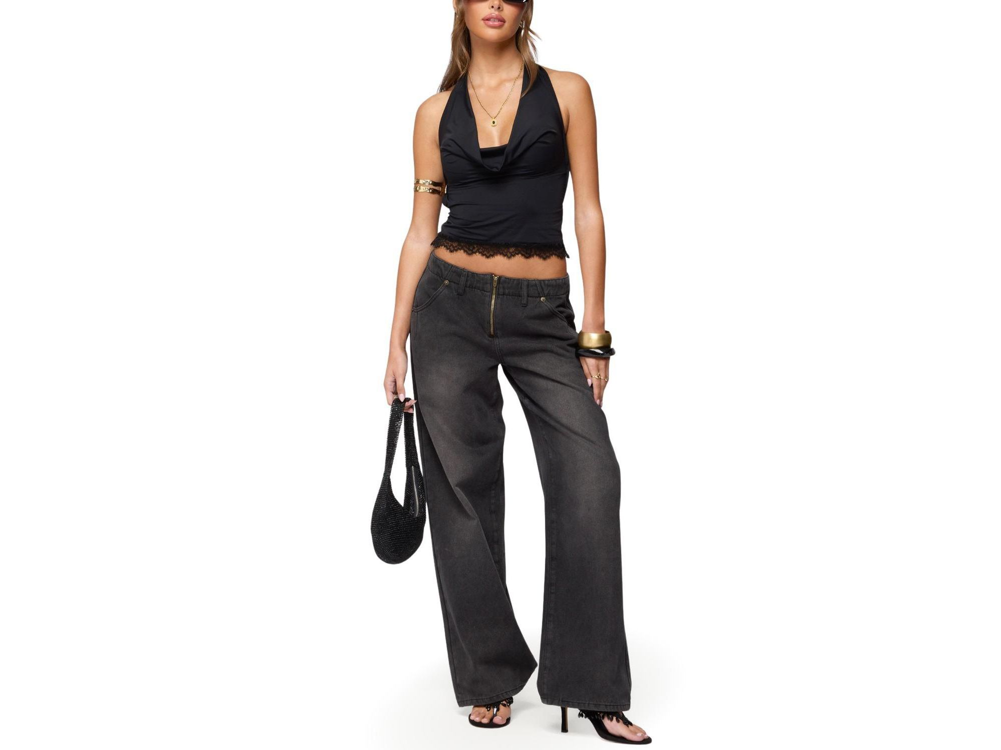 Aliyah Zip Low Rise Black Wash Jeans — Image 4