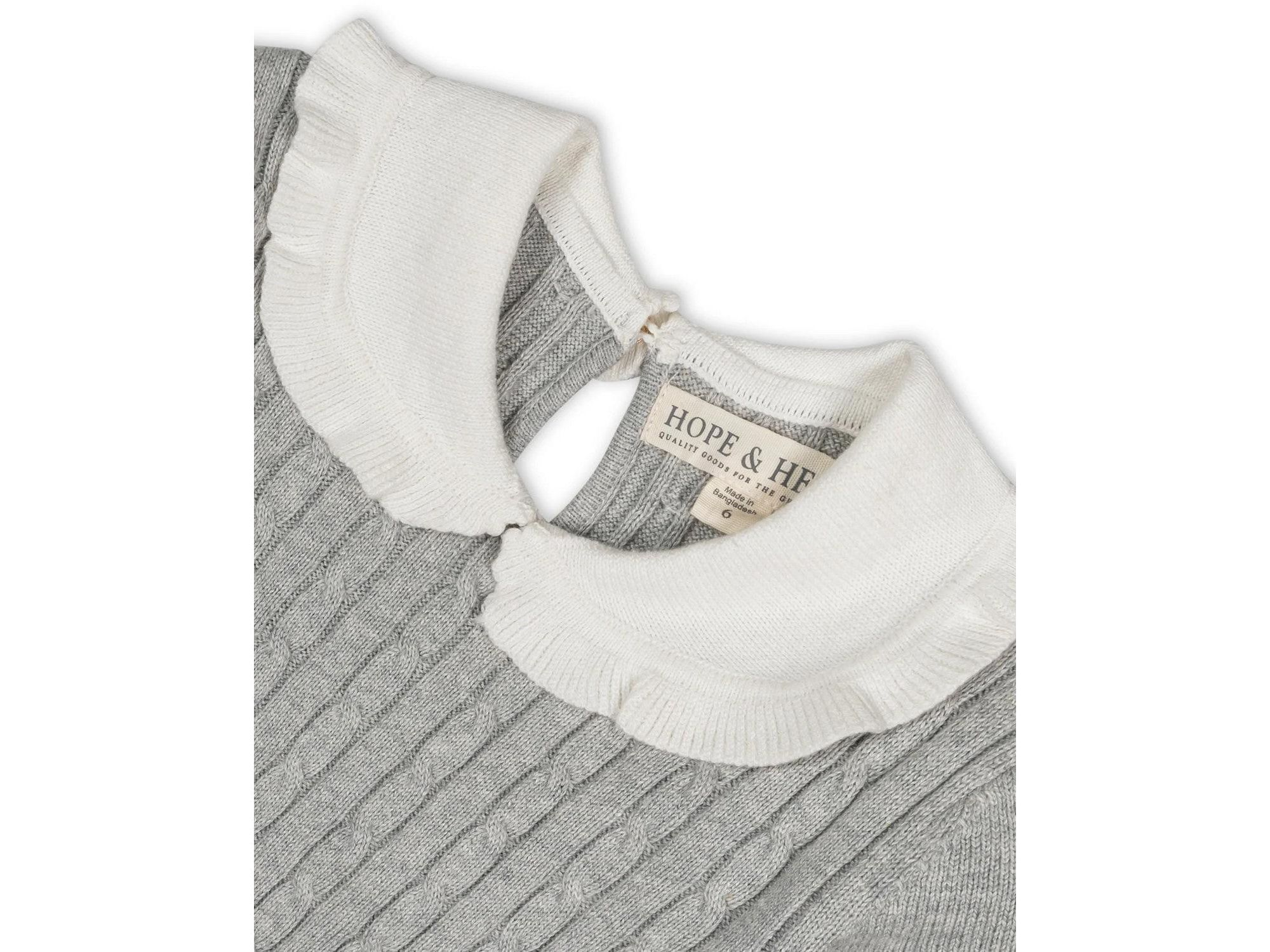 Girls' Organic Long Sleeve Cable Knit Peter Pan Collar Sweater Dress - Baby, Little Kid, Big Kid — Image 4