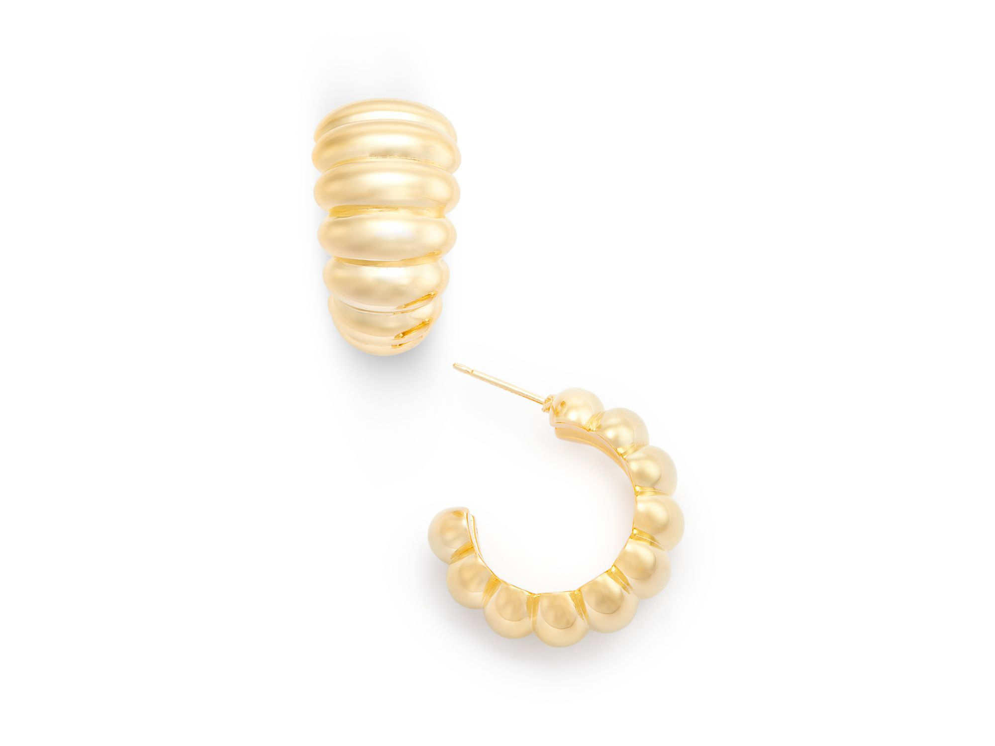 Shrimp Look Huggie Hoop Earrings in 14K Yellow Gold — Image 4
