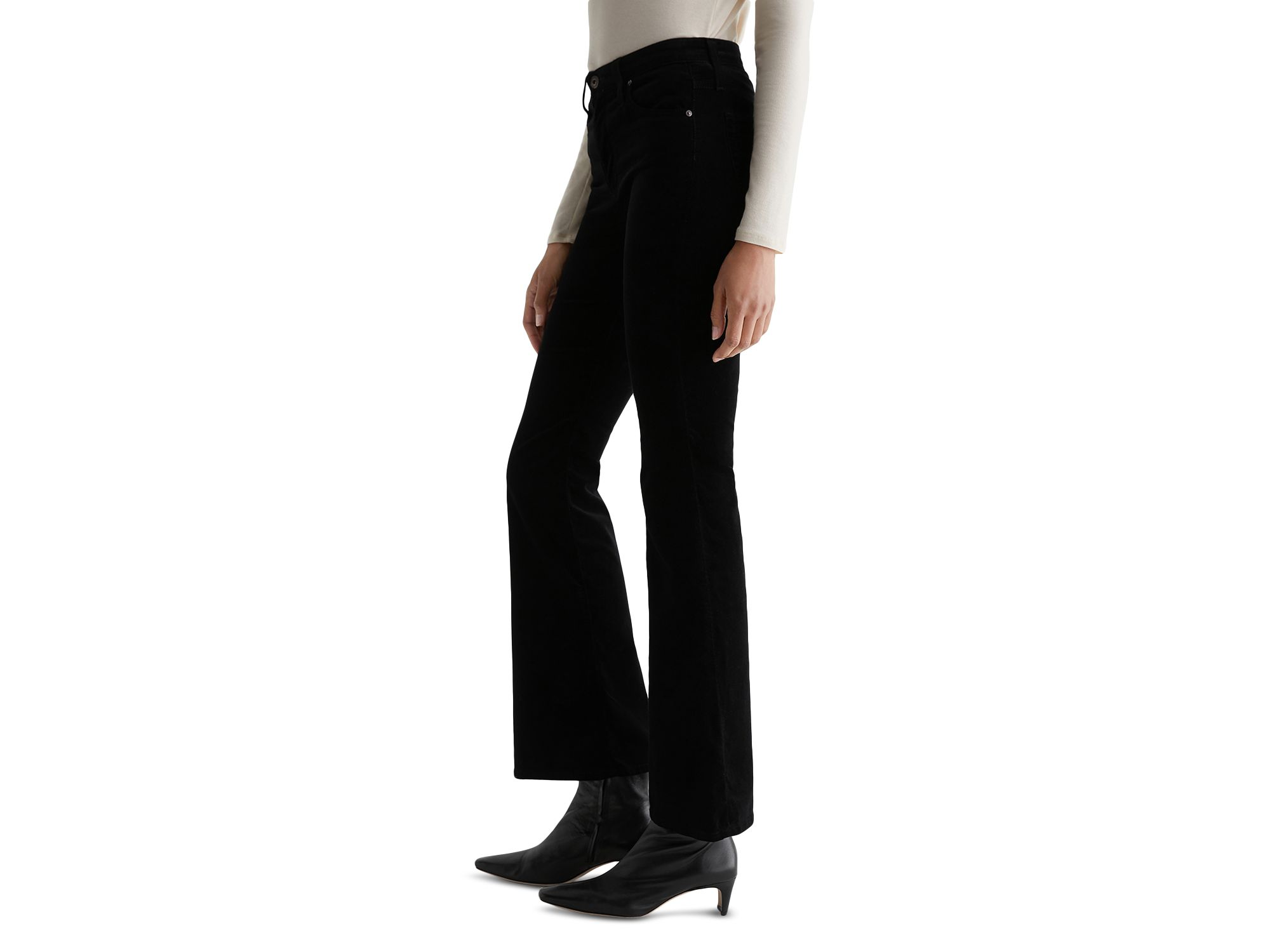 Farrah Bootcut Mid Rise Velvet Jeans in Super Black — Image 7