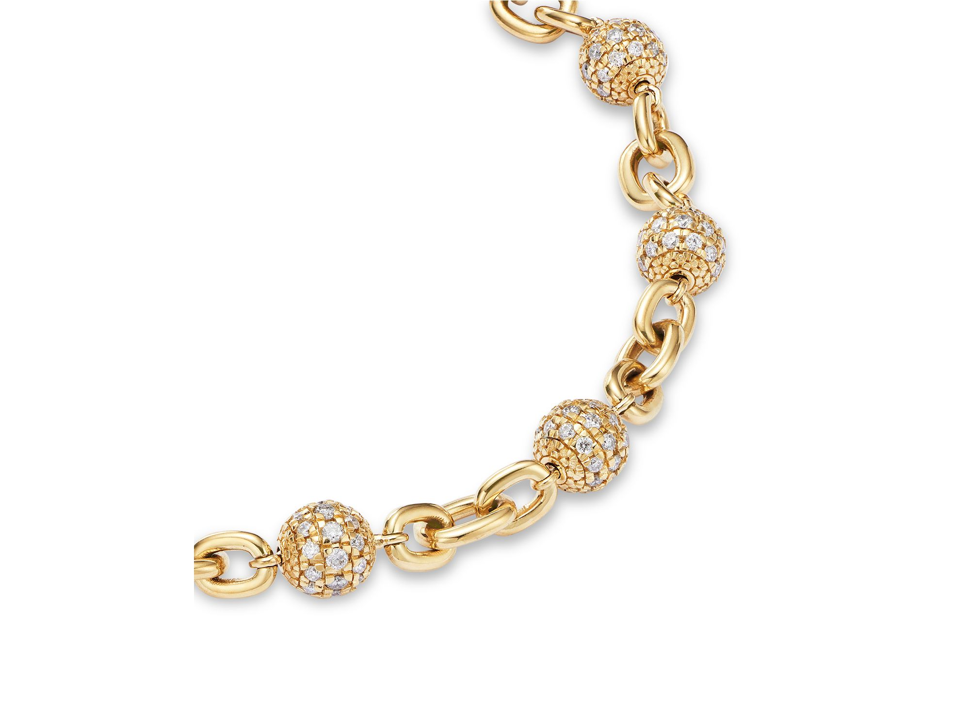 Pavé Circle Diamond Chain Link Bracelet in 14K Yellow Gold, 2.0 tcw — Image 3