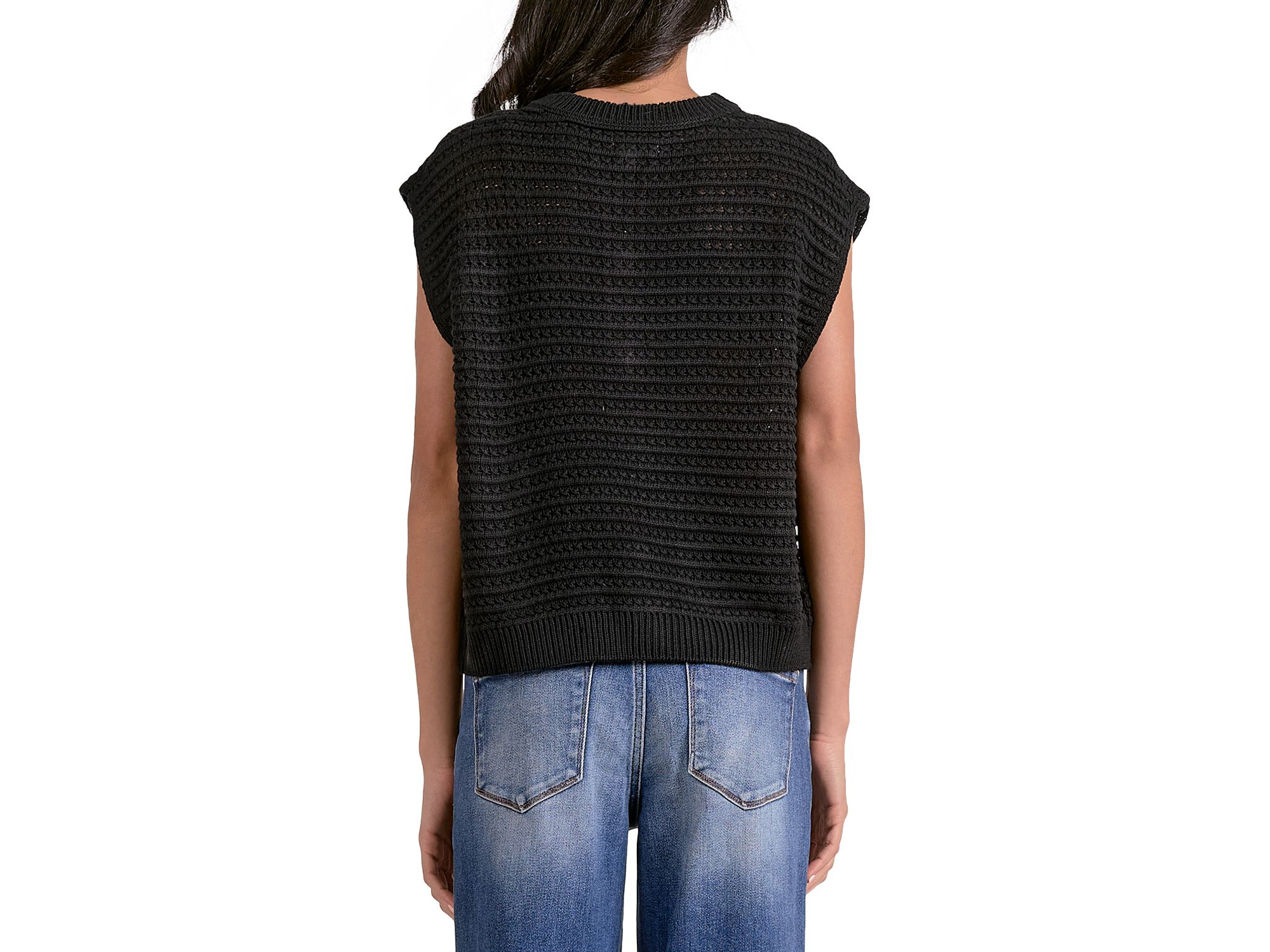 Sleeveless Open Knit Cardigan — Image 5