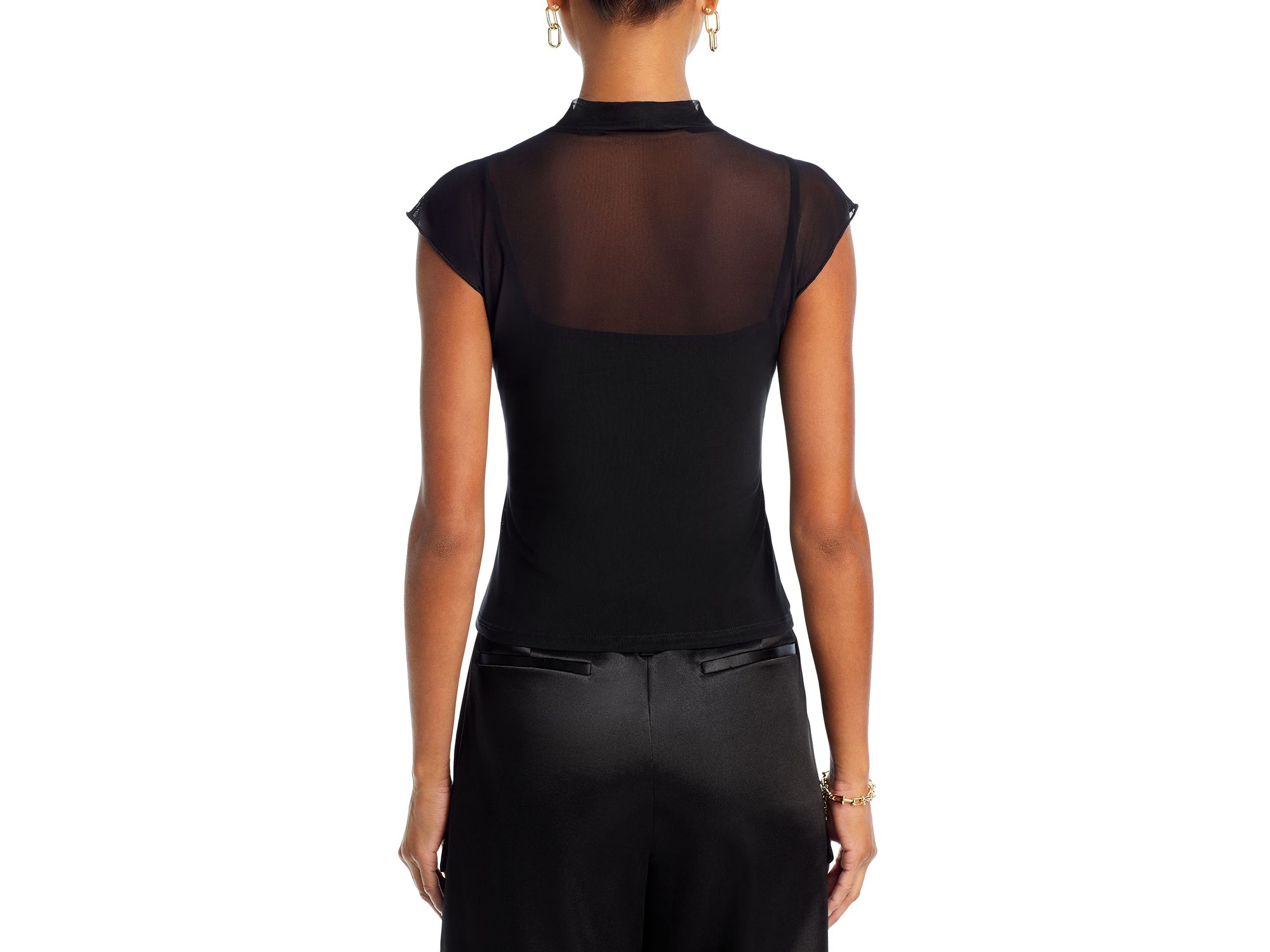 Mesh Mock Neck Top - Exclusive — Image 4