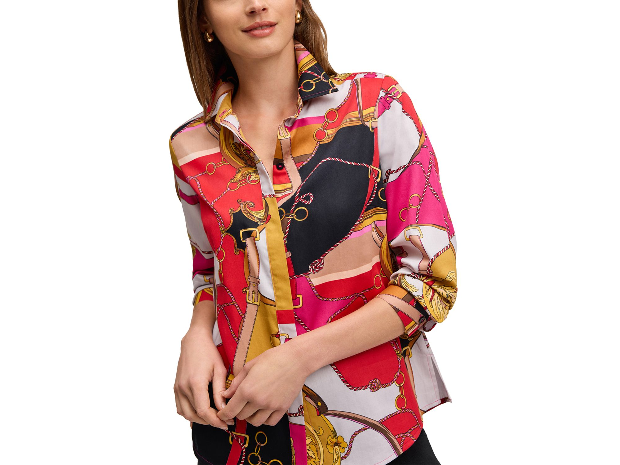 Luna Buckle Scarf Print Top — Image 3