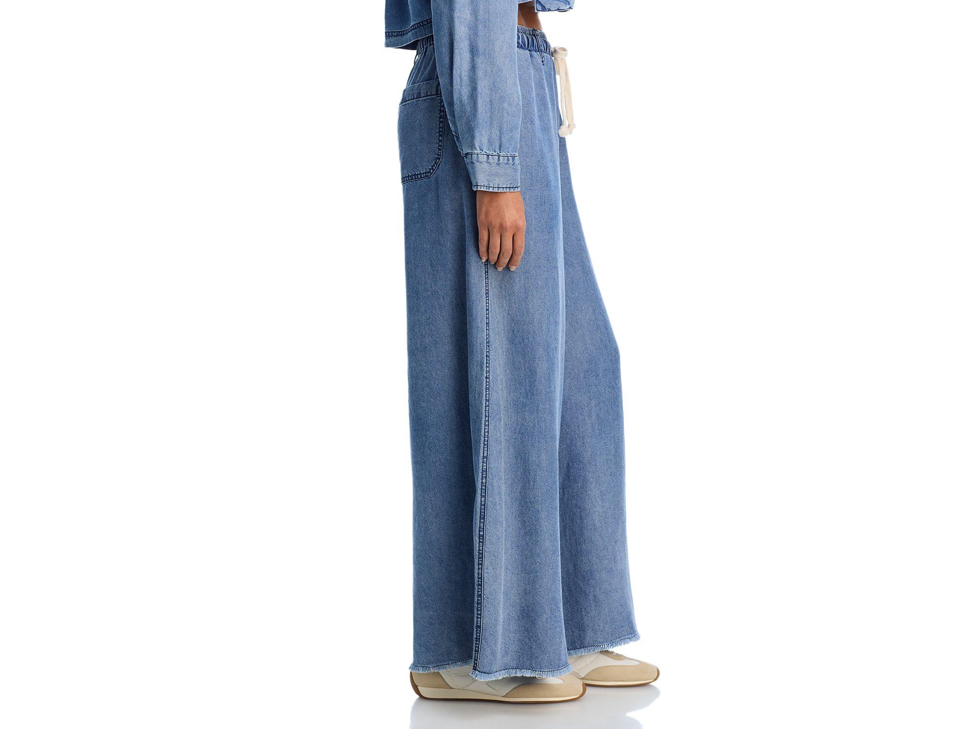 Washed Denim Wide Leg Pants — Image 4