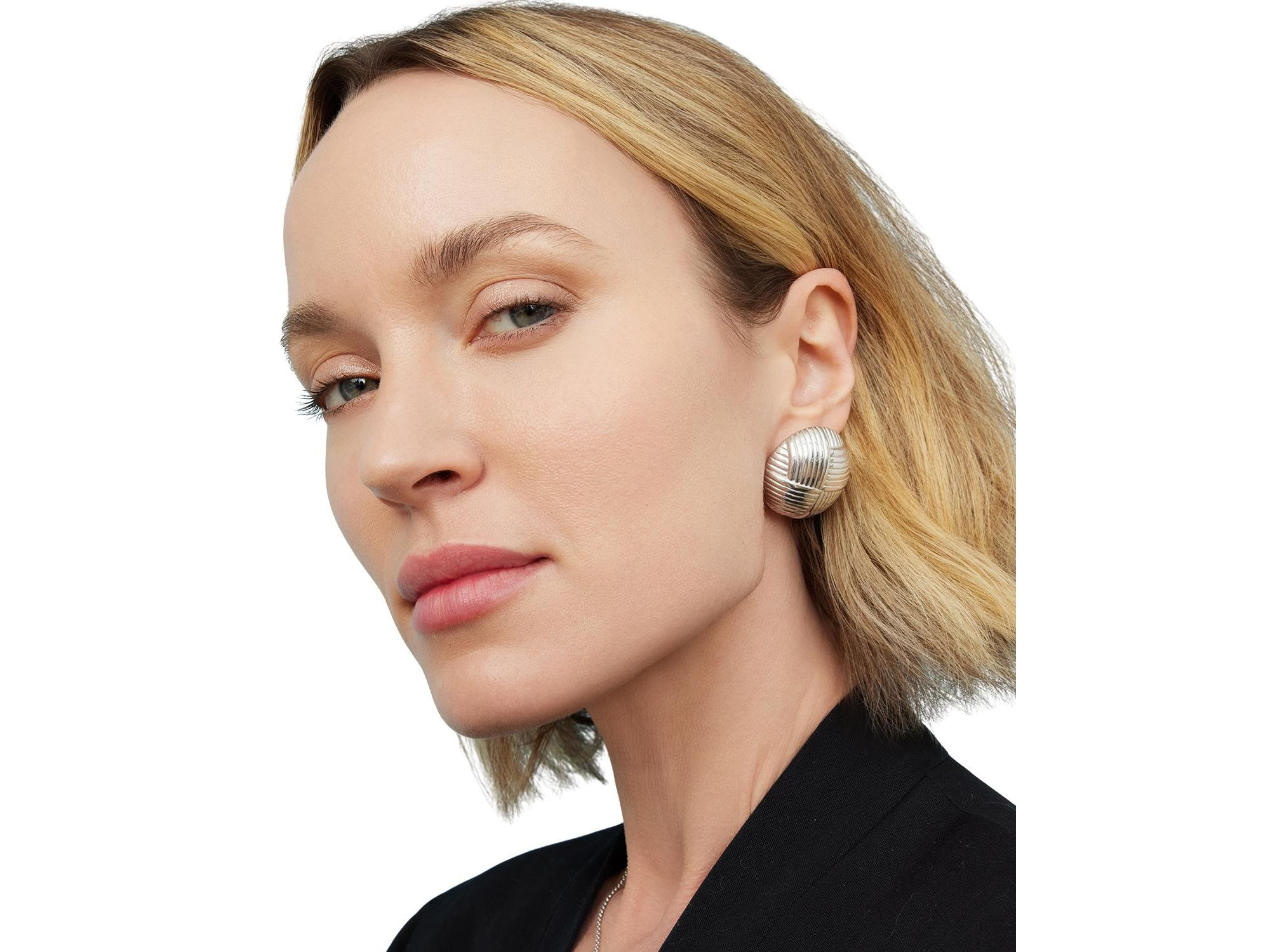 Sterling Woven Button Earrings — Image 3