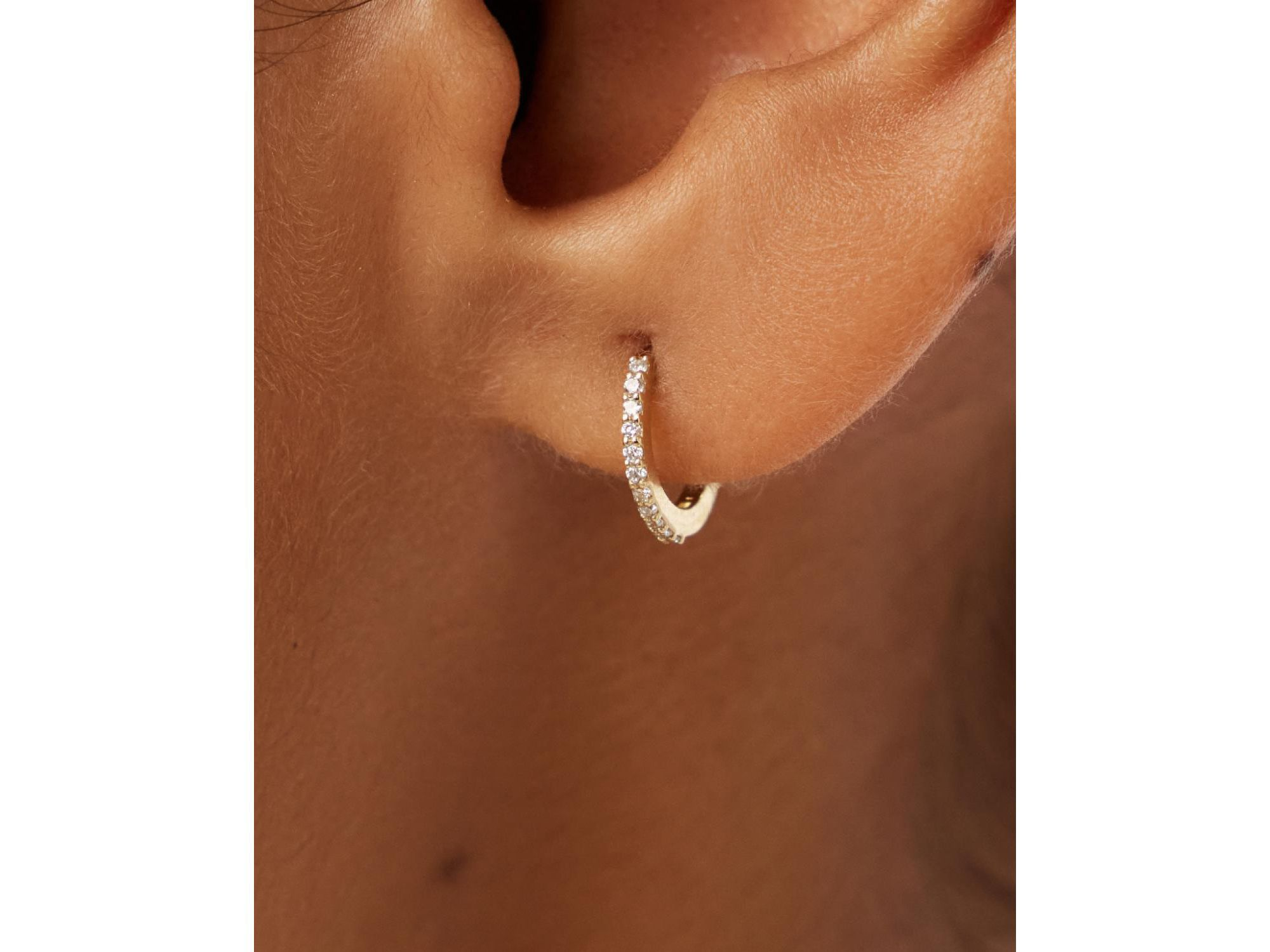10K Gold Lab Grown Diamond Huggie Hoops — Image 3