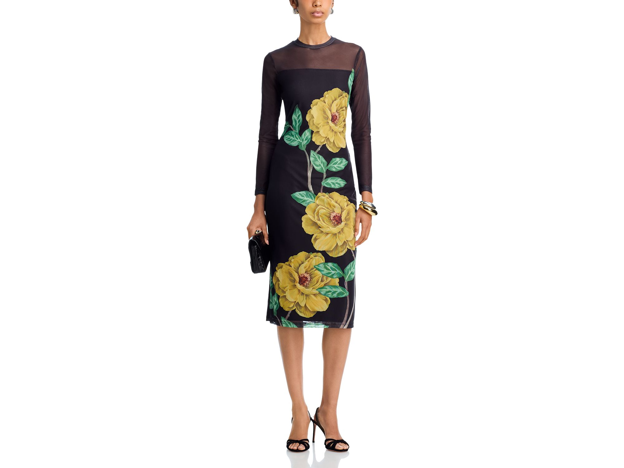 Mesh Floral Midi Dress - Exclusive — Image 3