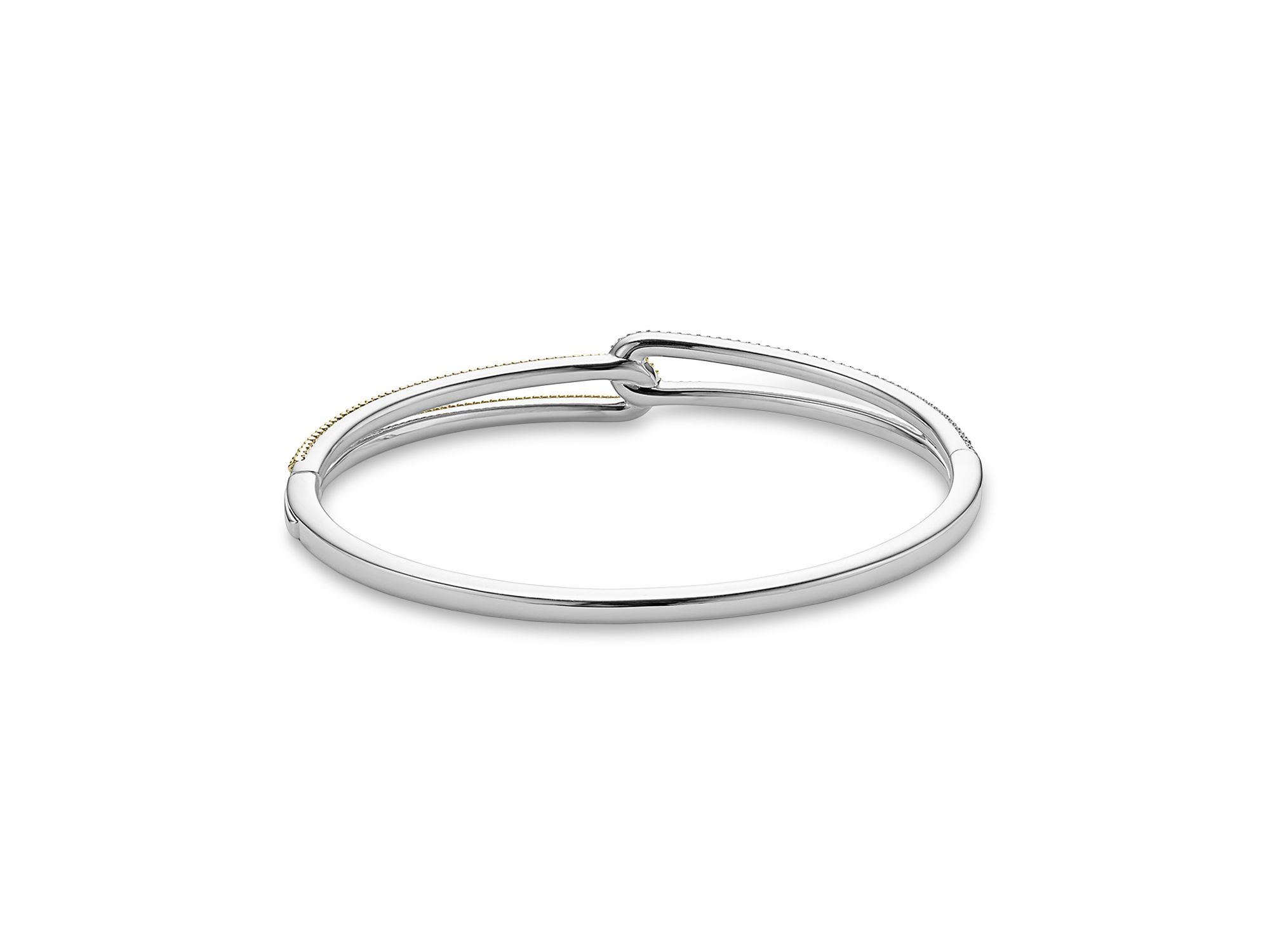 18K Yellow Gold & Sterling Silver Caviar Lux Clip Diamond Bangle Bracelet - Exclusive — Image 9