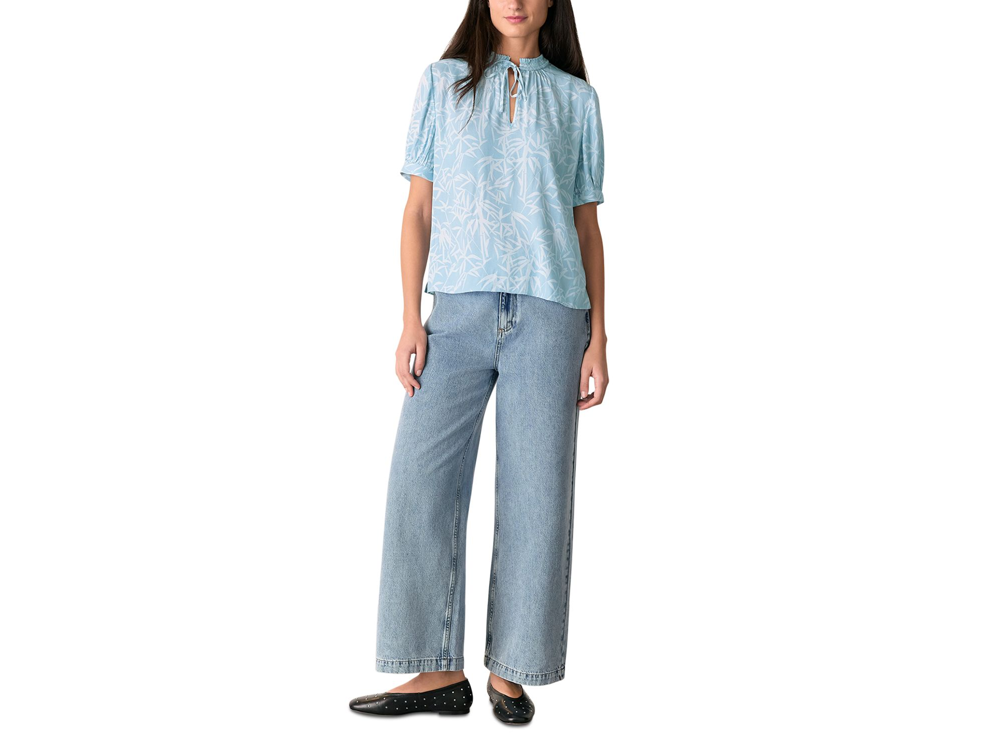Leaves Tie Neck Blouse — Image 5