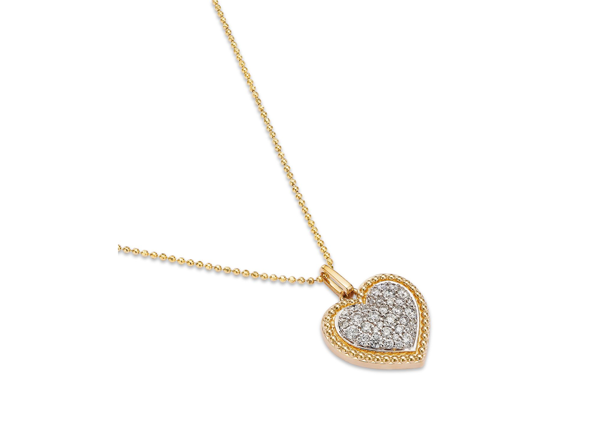 Diamond Pavé Heart Pendant Necklace in 14K Yellow Gold, 0.53 tcw — Image 3