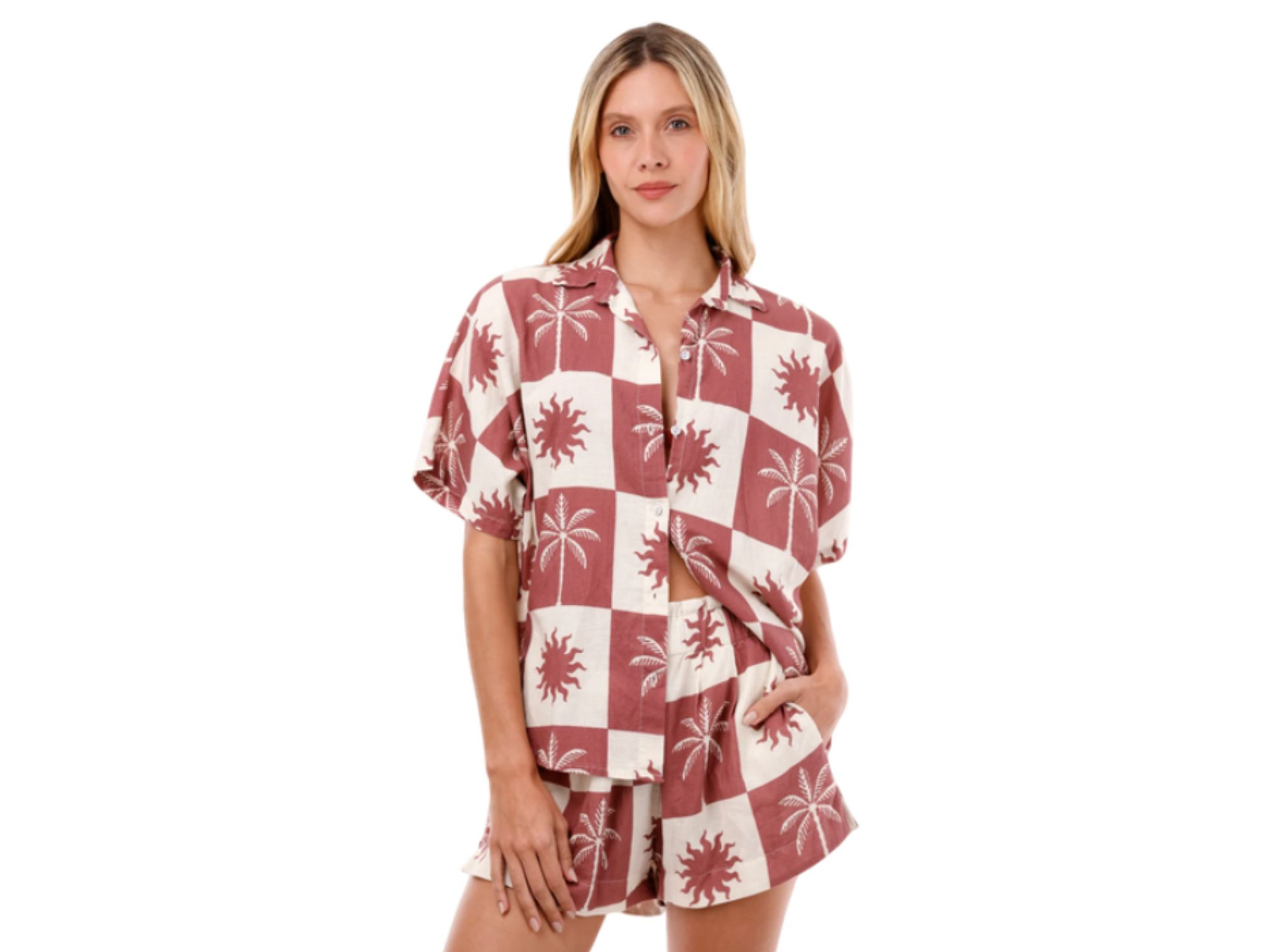 Sunrise Palm Twyla Button Down Short Sleeve Shirt — Image 3