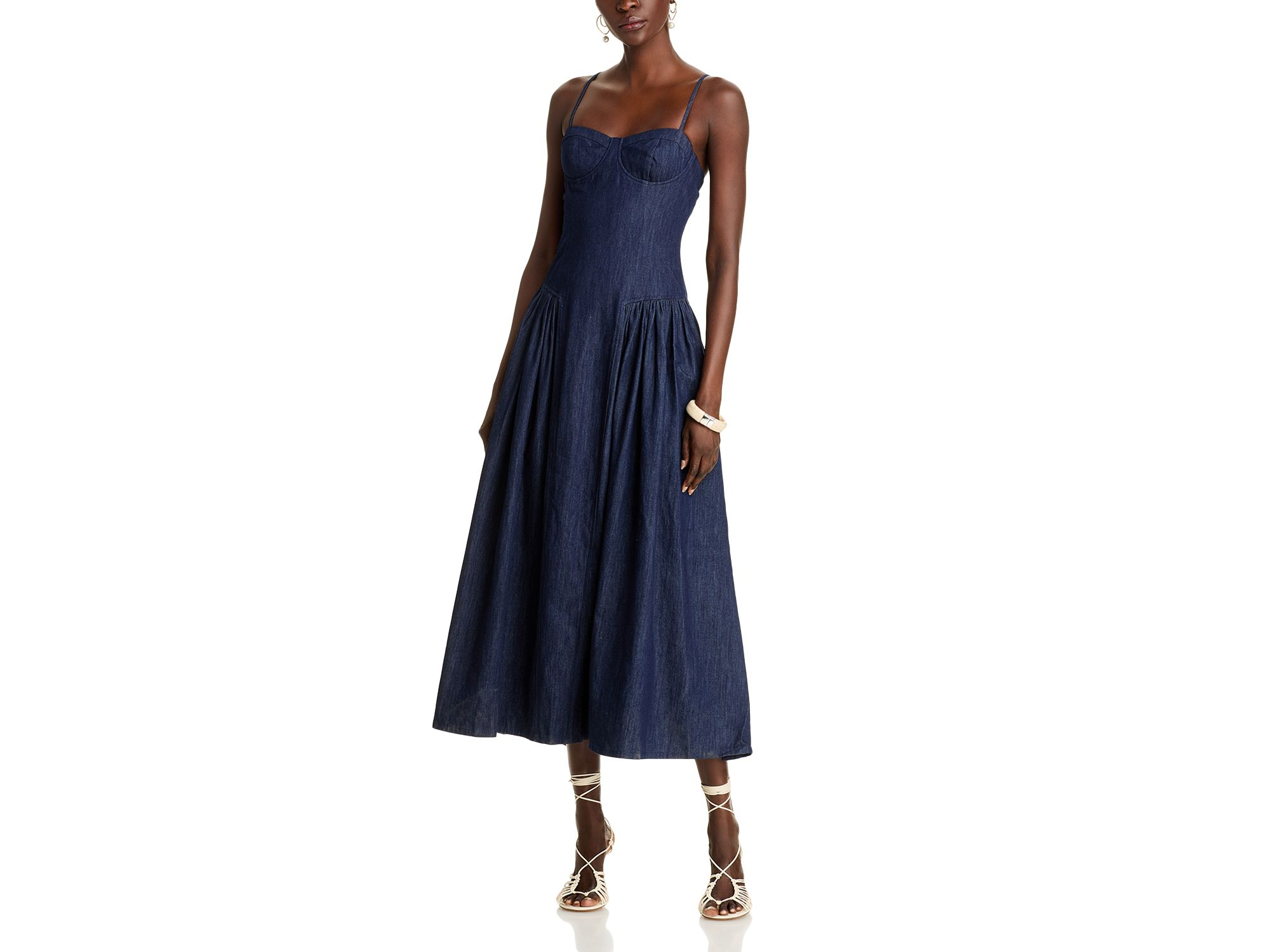 Denim Bustier Midi Dress - Exclusive — Image 4