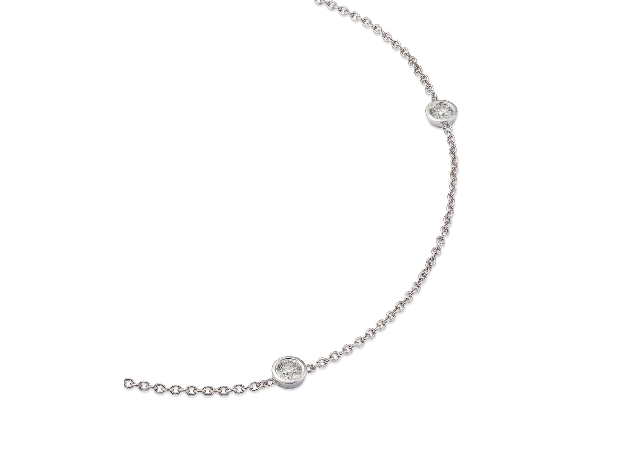 Diamond Bezel Ankle Bracelet Set In 14K White Gold, .20 tcw — Image 3