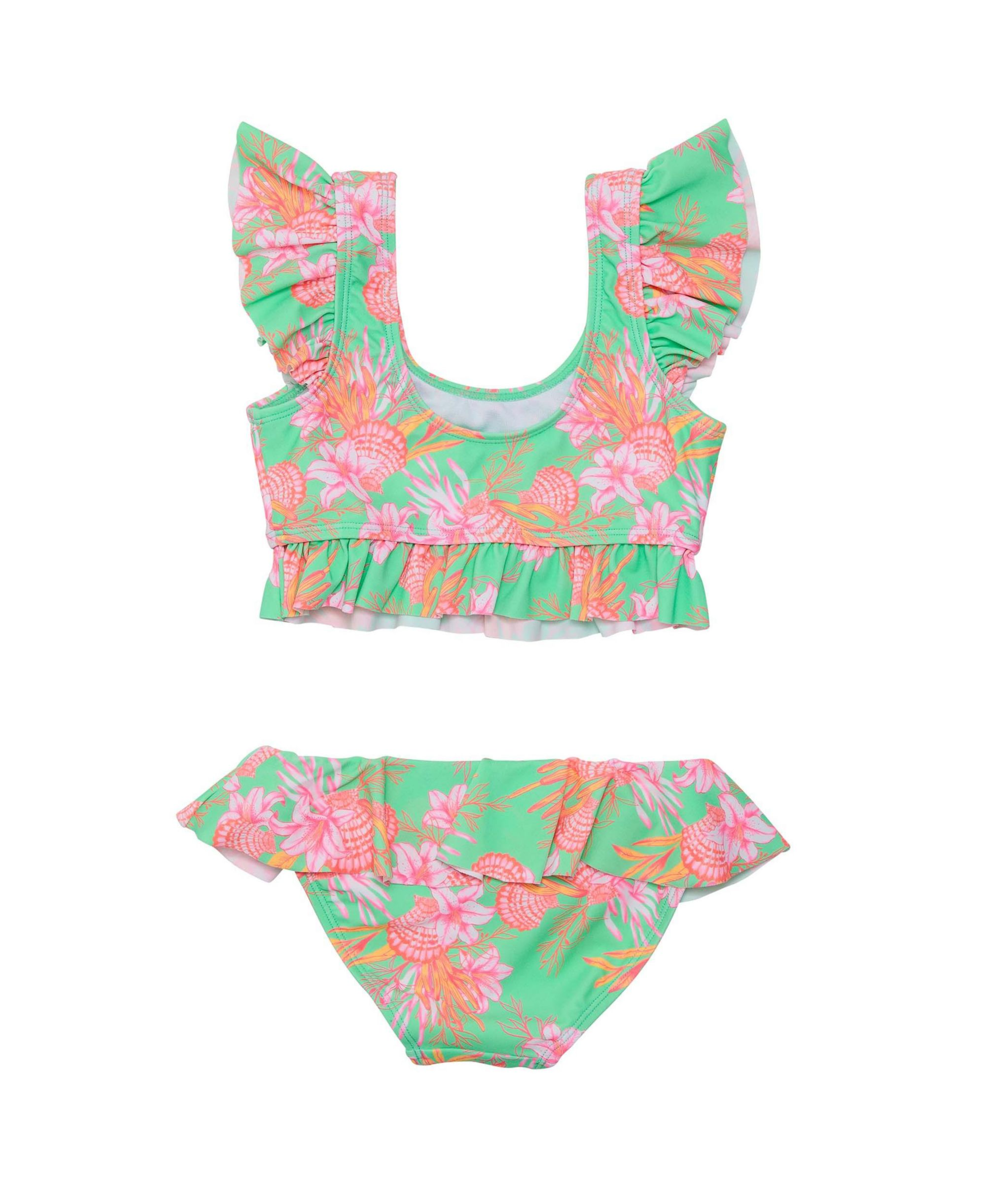 Coastal Shells Sustainable Frilled Crop Bikini - Big Kid — Image 5