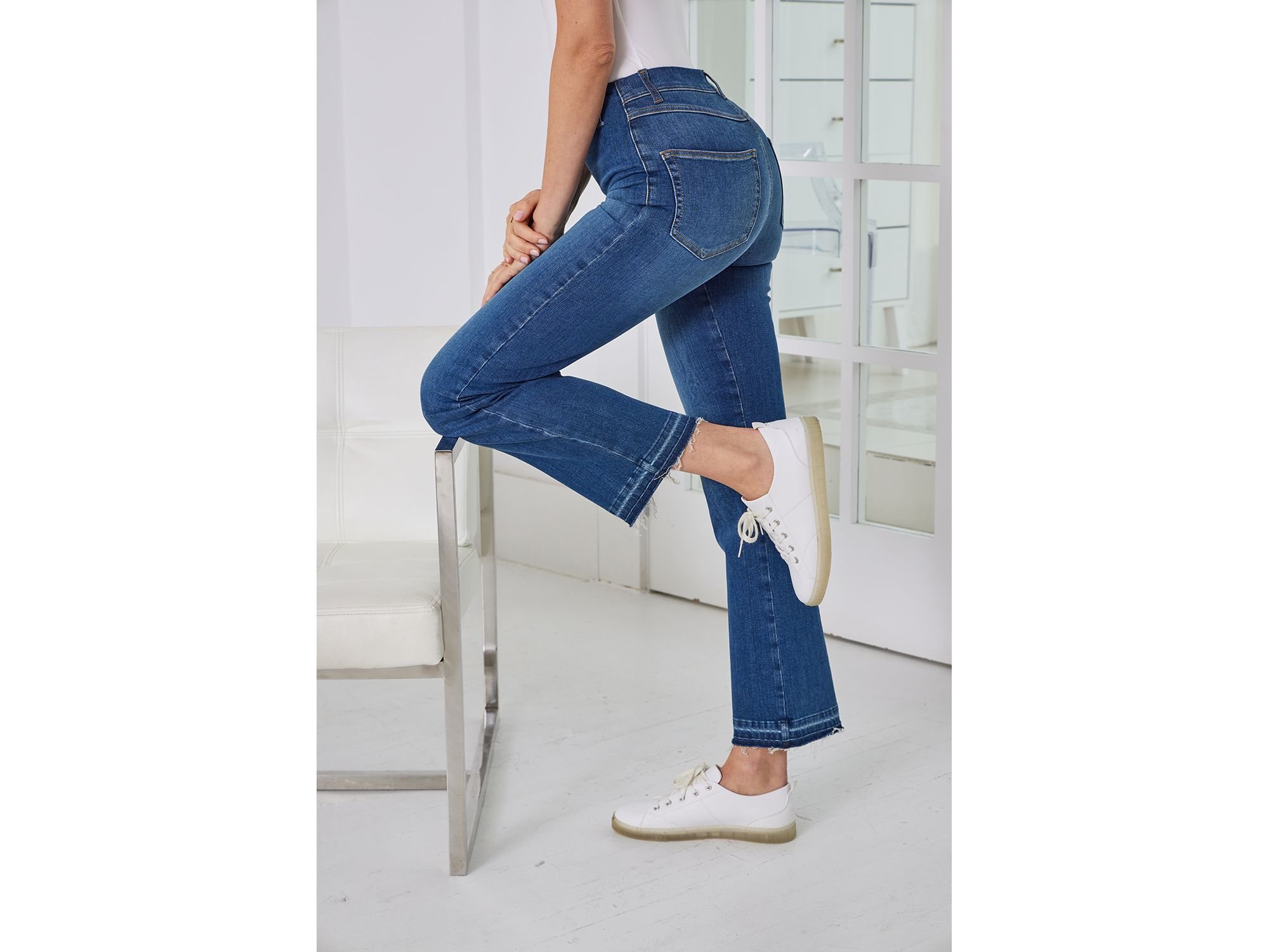 Premium Denim Relaxed High Rise Straight Jeans in Authentic Midwash — Image 6