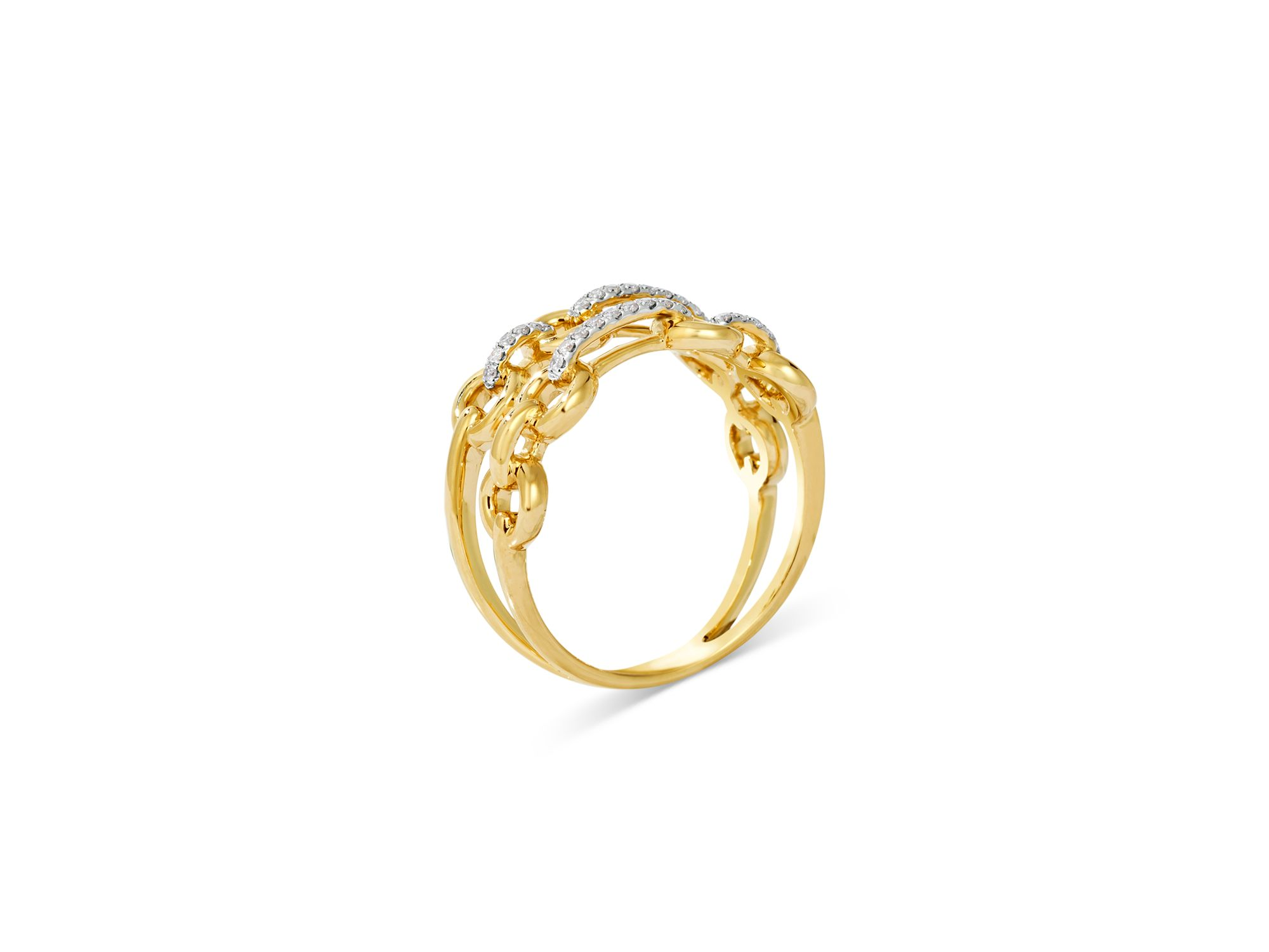 Diamond Chain Link Double Row Ring in 14K Yellow Gold, 0.10 tcw — Image 3