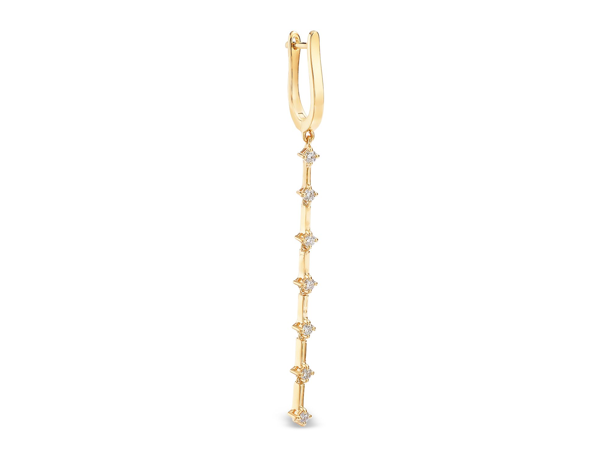 Diamond Linear Station Drop Earrings in 14K Yellow Gold, 0.37 tcw — Image 3