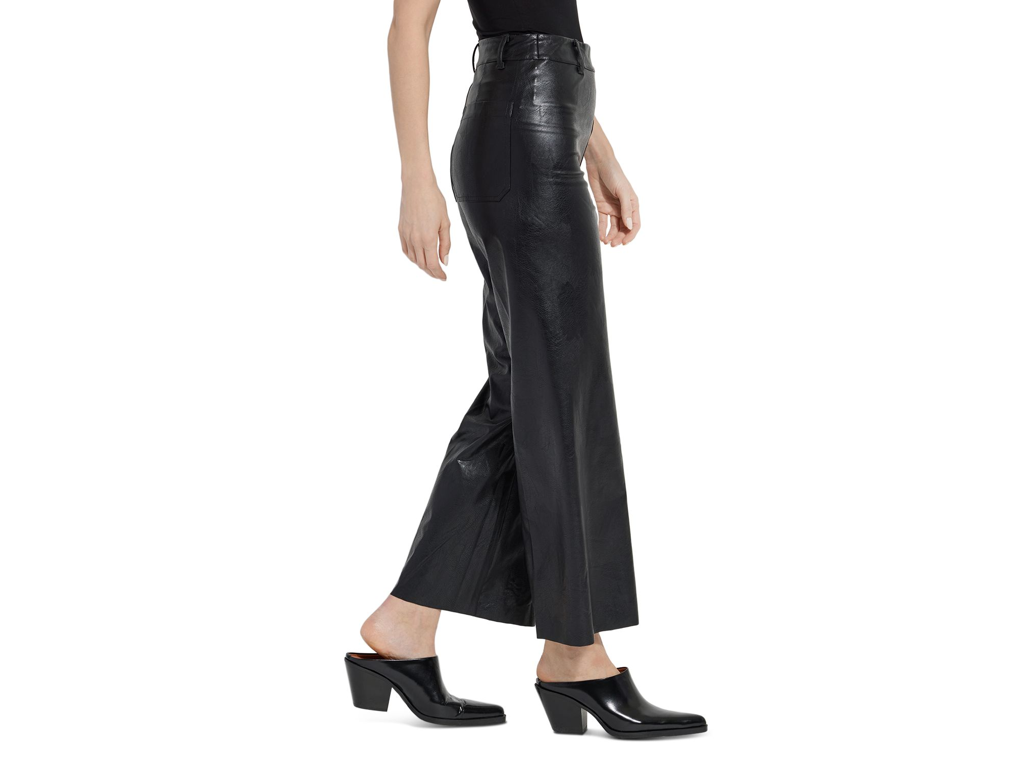 High Rise Faux Leather Cropped Pants — Image 5