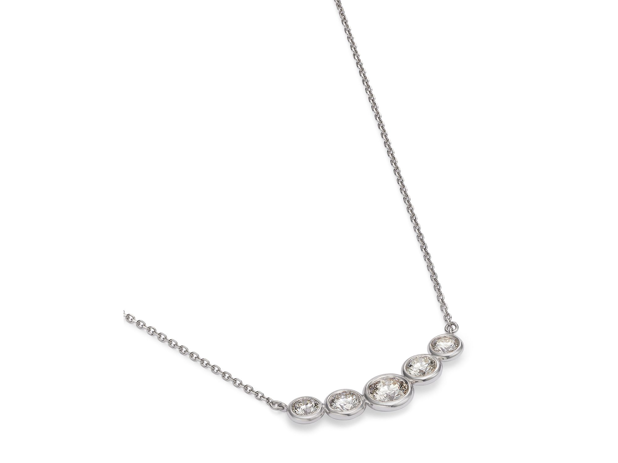 Diamond Curved Bar Necklace in 14K White Gold, 1.25 ct. t.w — Image 3