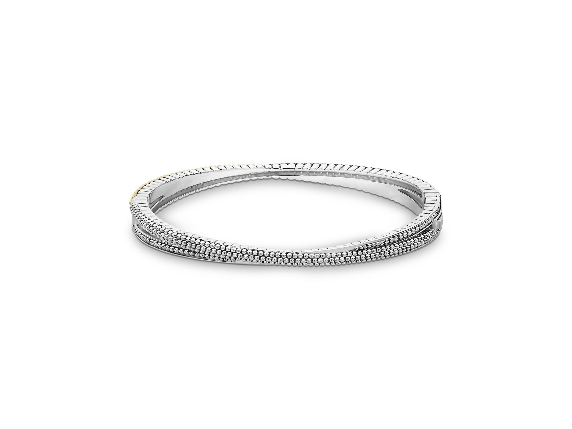 Sterling & 18K Yellow Gold Caviar Lux Diamond Bangle Bracelet — Image 5