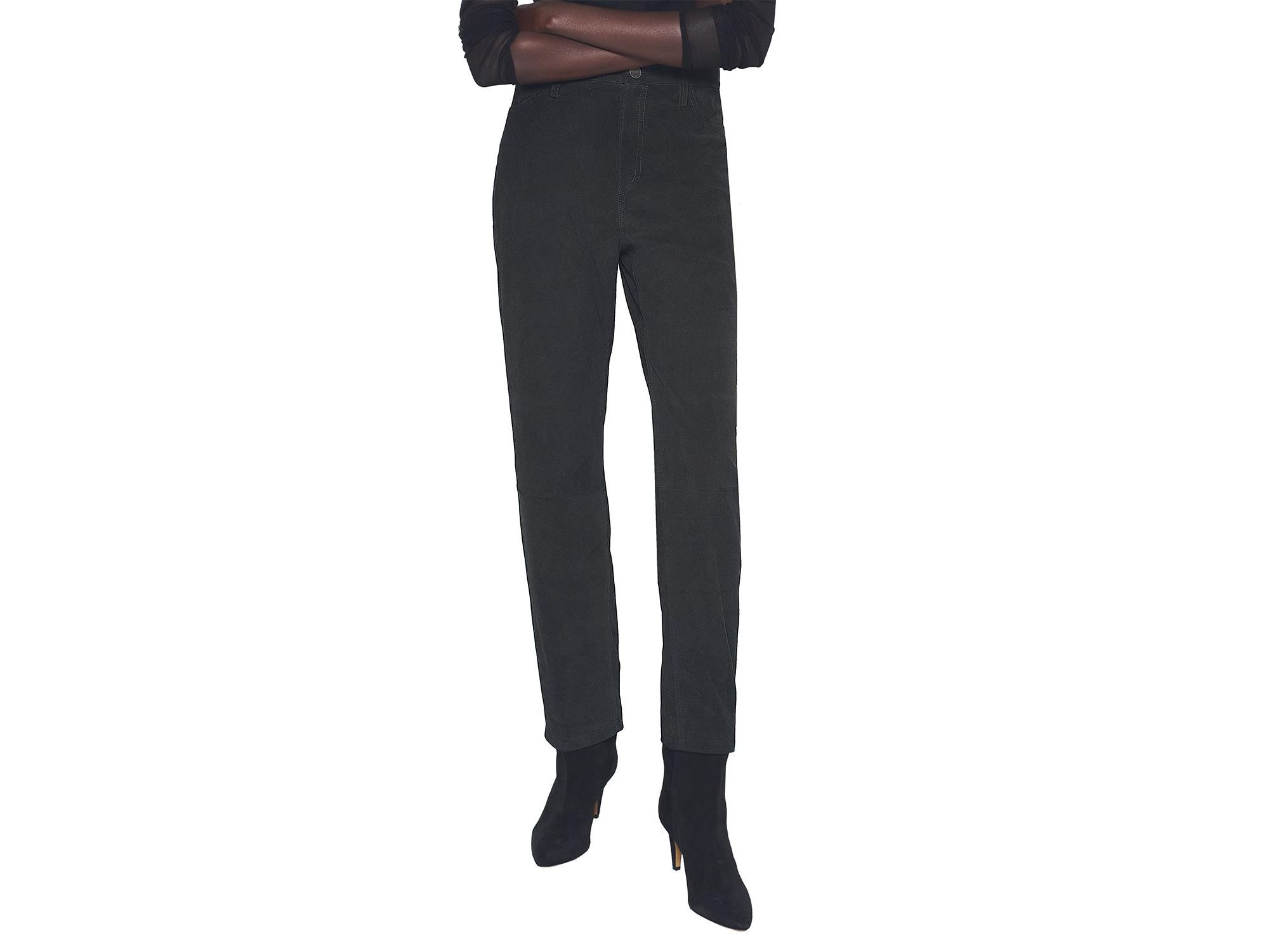 Cindy Supersuede Slim Leather Jeans in Black — Image 3