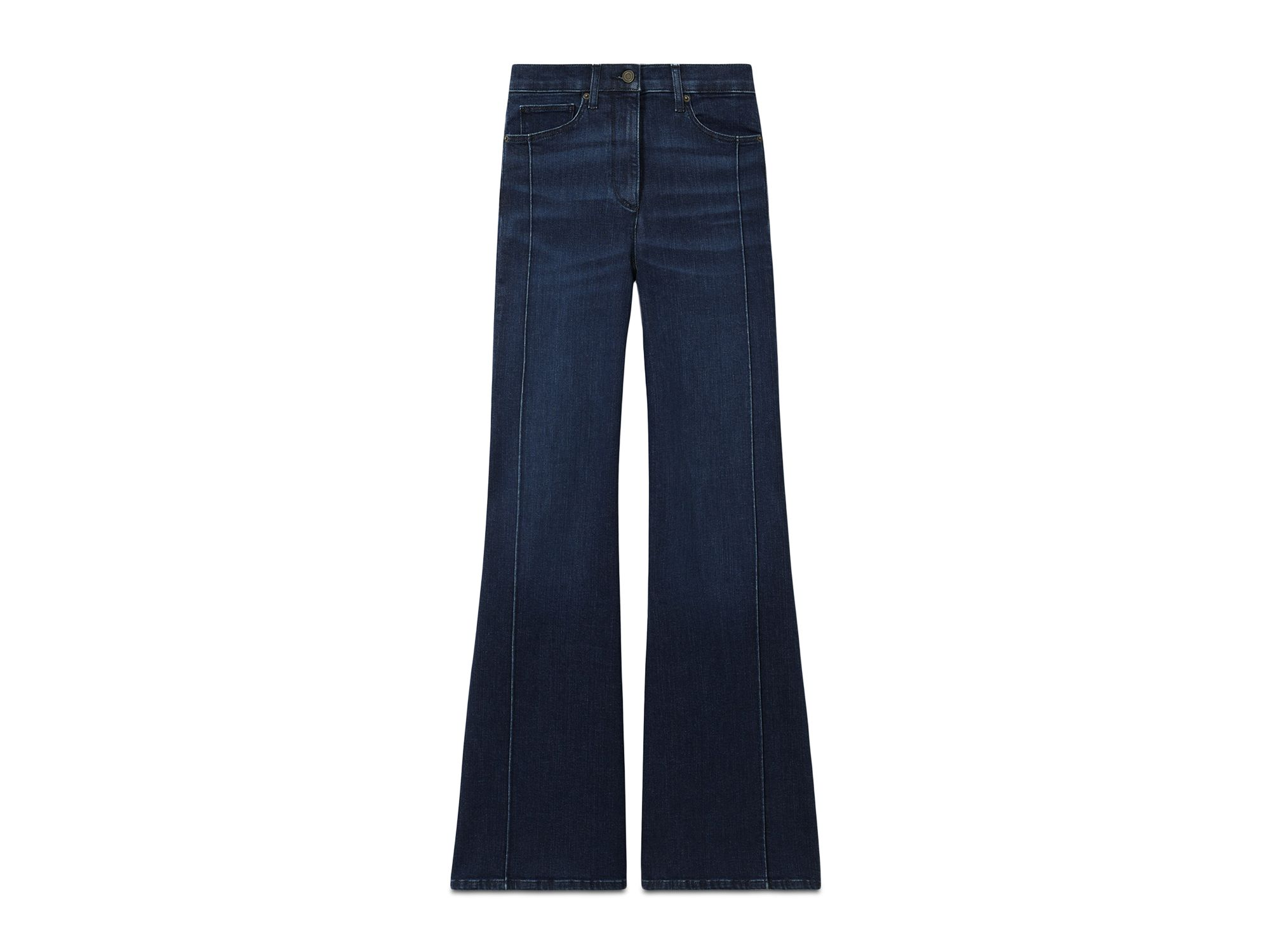 Petite Wide Leg Mid Rise Jeans in Dark Blue — Image 6